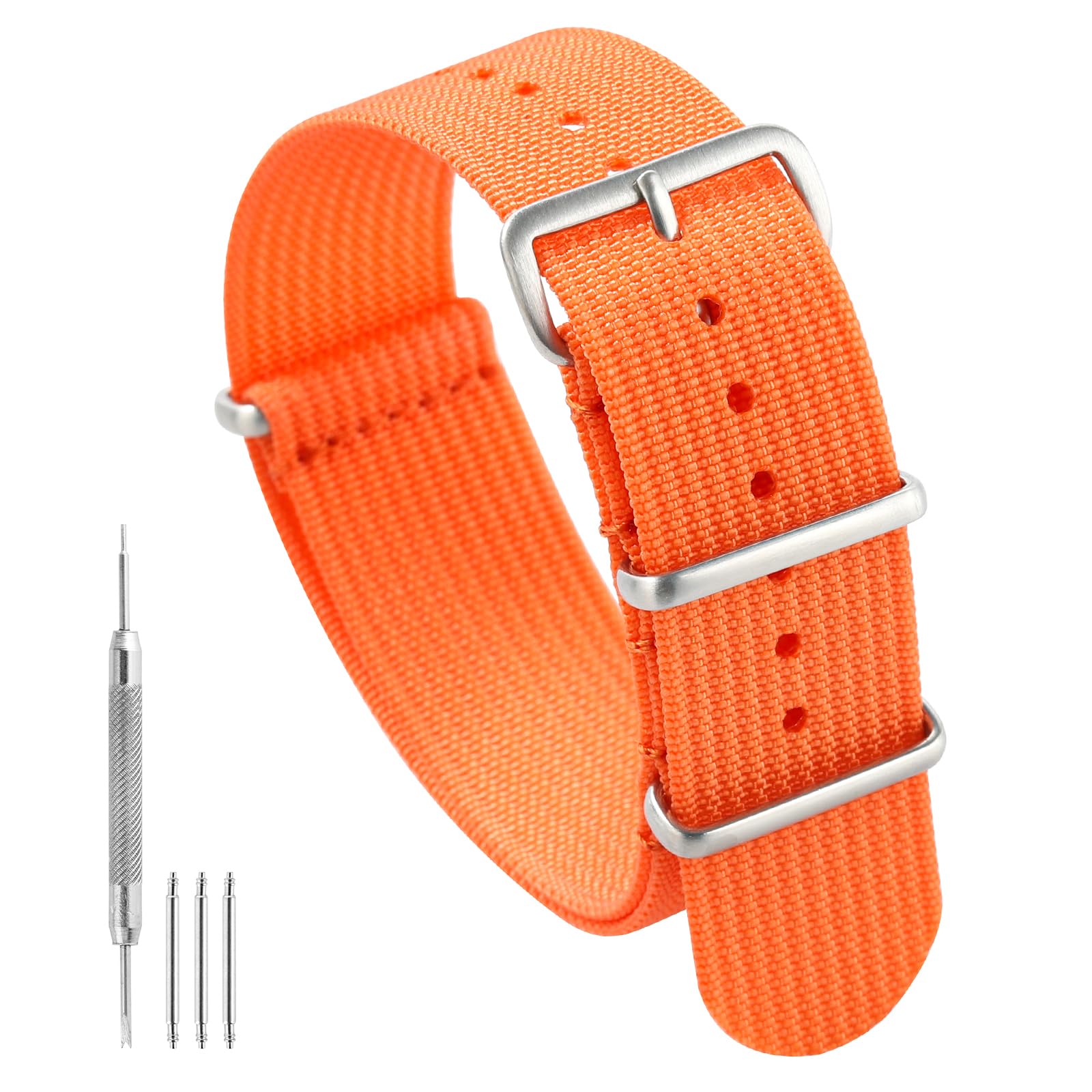 TACTICAL FROG Nylon Watch Band 18mm 19 mm 20mm 22 mm 24 mm, Waterproof Military Watch Straps Replacement for Men Women, With Stainless Steel Buckle