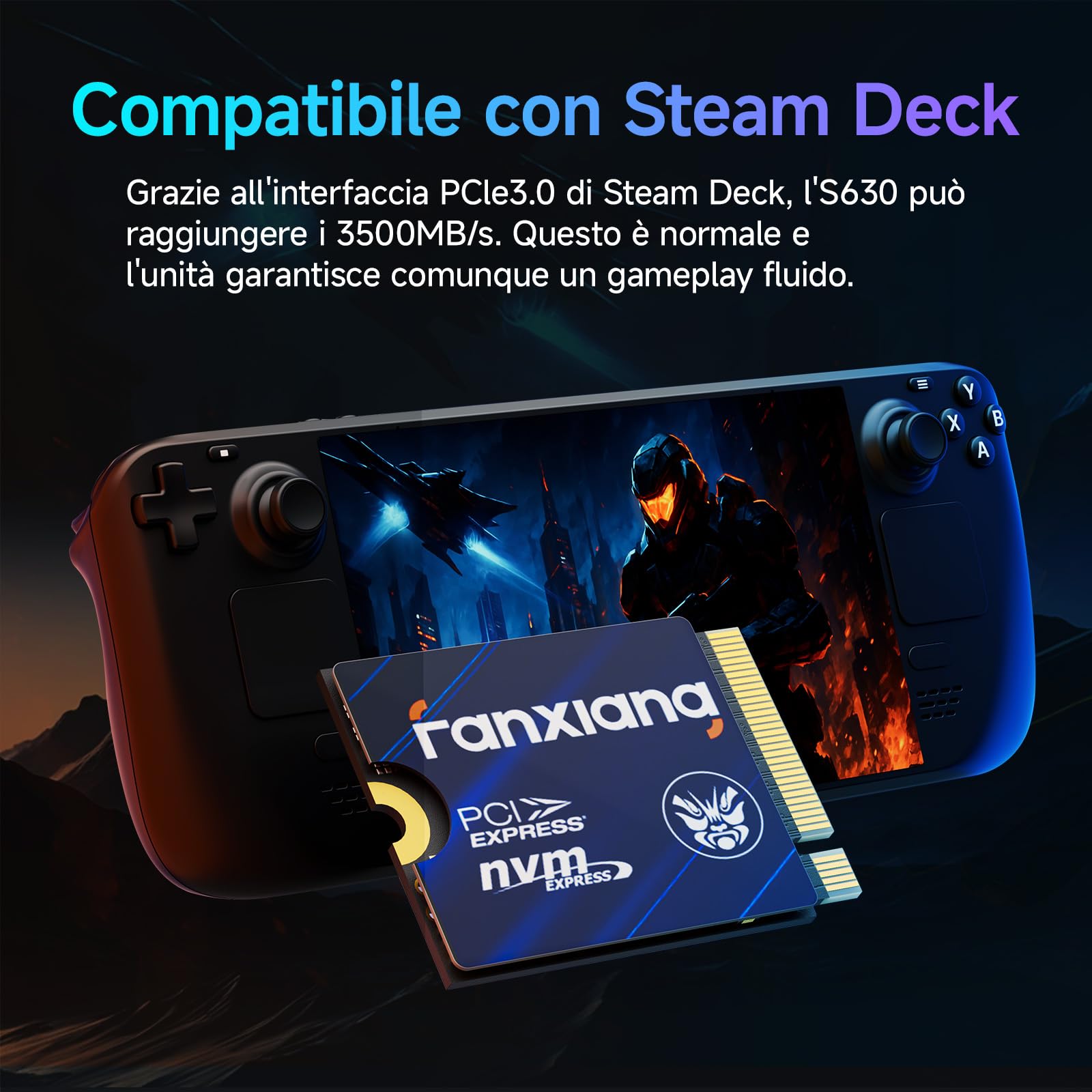 fanxiang S630 500GB SSD M.2 2230, NVME M2 SSD PCIe Gen4x4, Fino a 4850MB/s, Per Rog Ally, Steam Deck, Microsoft Surface Pro, Mini PC, Ultrabook - Unità a Stato Solido Interna