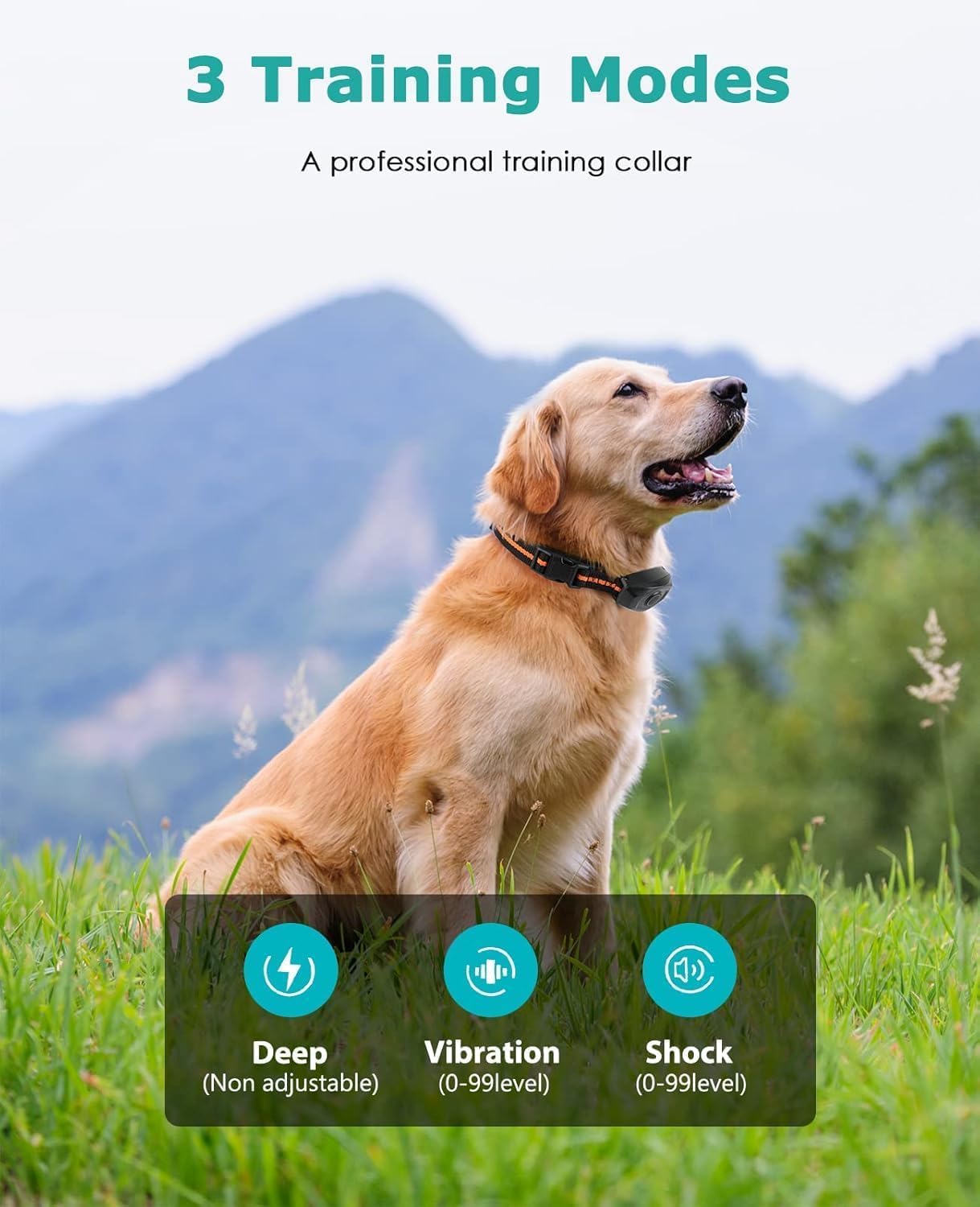 Metal Dog Training Collar with Remote,1300Ft Range, Waterproof & Rechargeable Electric Shock Collar with 3 Training Modes, Security Lock – Adjustable for Large & Small Dogs, 22.86cm, W 3.56cm, Black