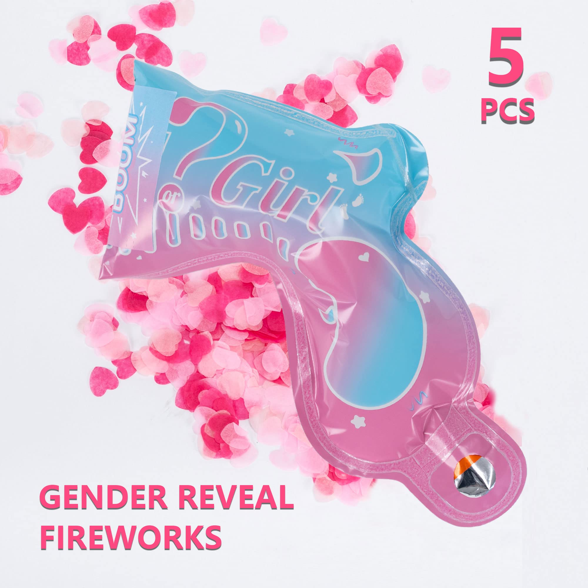 SANERYI Gender Reveal Balloon Pack of 5 Boy or Girl Confetti Filling Reveal Balloons Gender Announcement Decoration Baby Shower Party (Pink) - Image 2