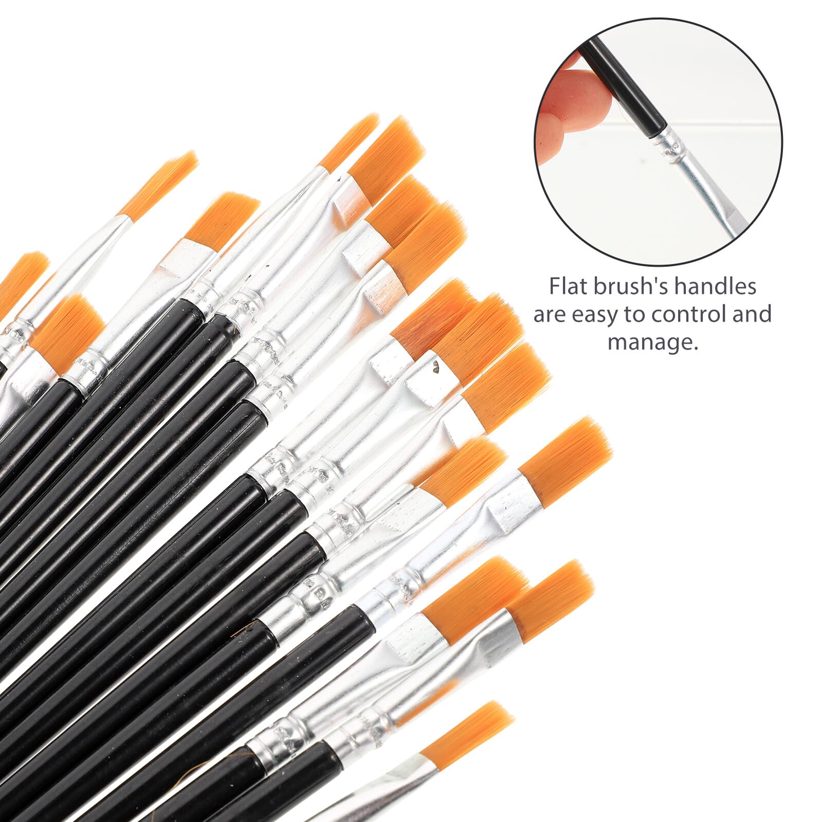 Pincel Plano de Punta Plana Negro de Nylon 200 Piezas