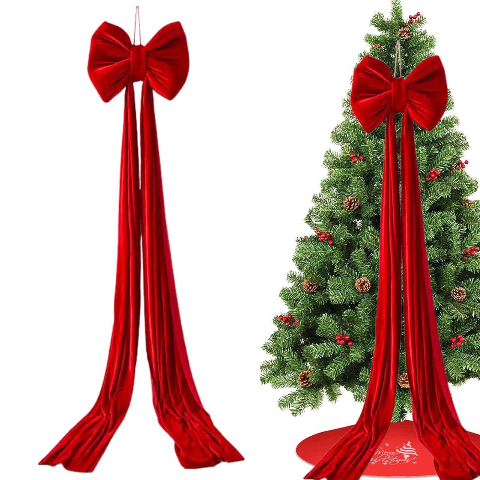 Weihnachtsbaum Schleife für die Spitze Vorgebundene Große Wiederverwendbare | Riesige Weihnachtsschleife Für Baum Für Innenbereich Zuhause Tür Vordere Treppe Hintergrund Feiertag Herbst