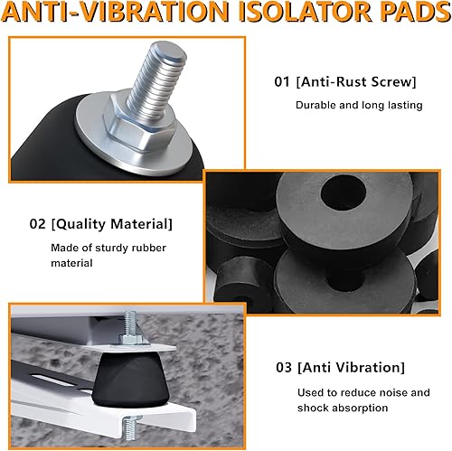 Miniatura 3 de Soportes aisladores de goma antivibración con pernos amortiguadores, soportes aisladores de goma para mini bombas de calor divididas, compresores de