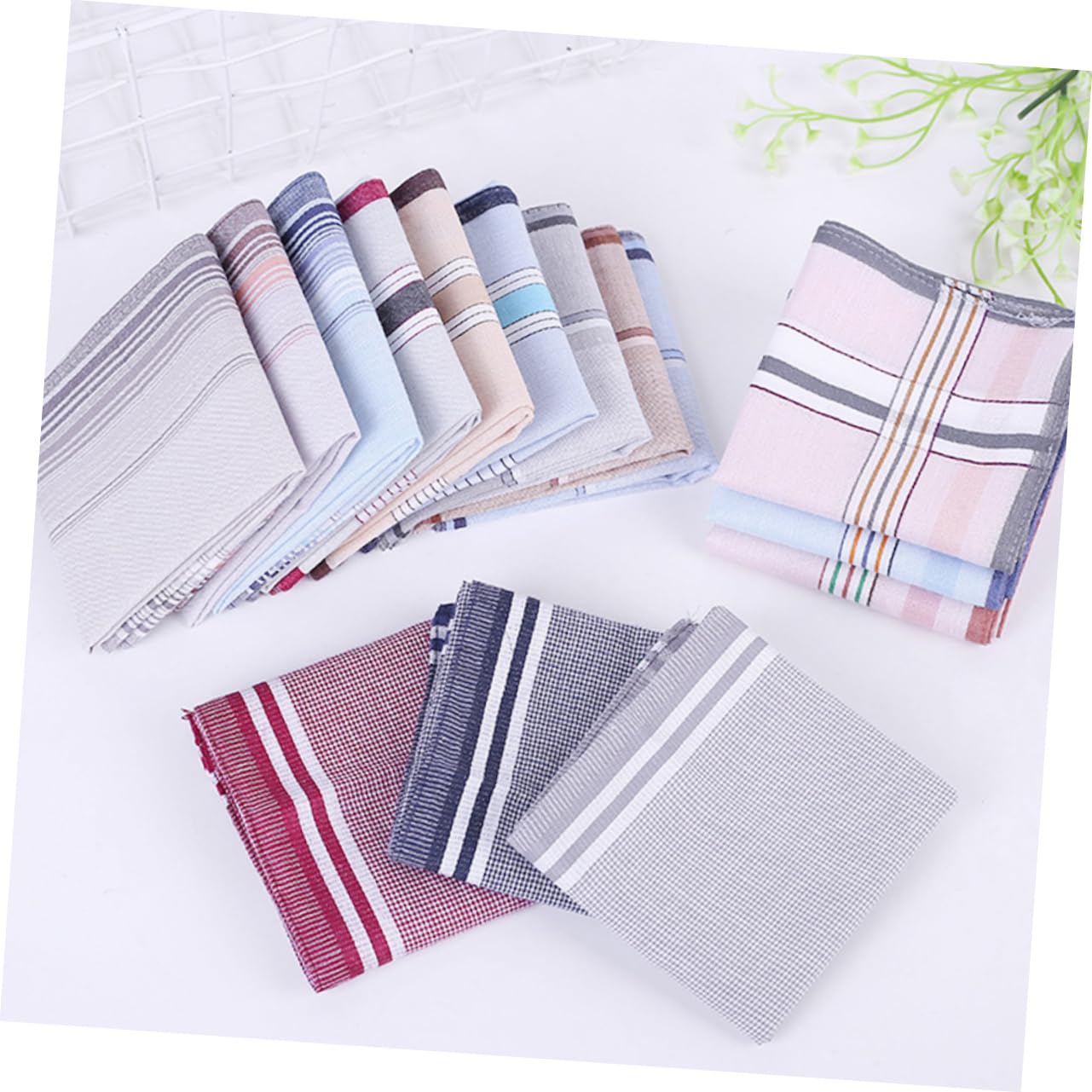 GAROZATION 12pcs Mens Cotton Handkerchiefs Classic Square Absorbent Lightweight Men's Business Handkerchiefs Great Present Idea