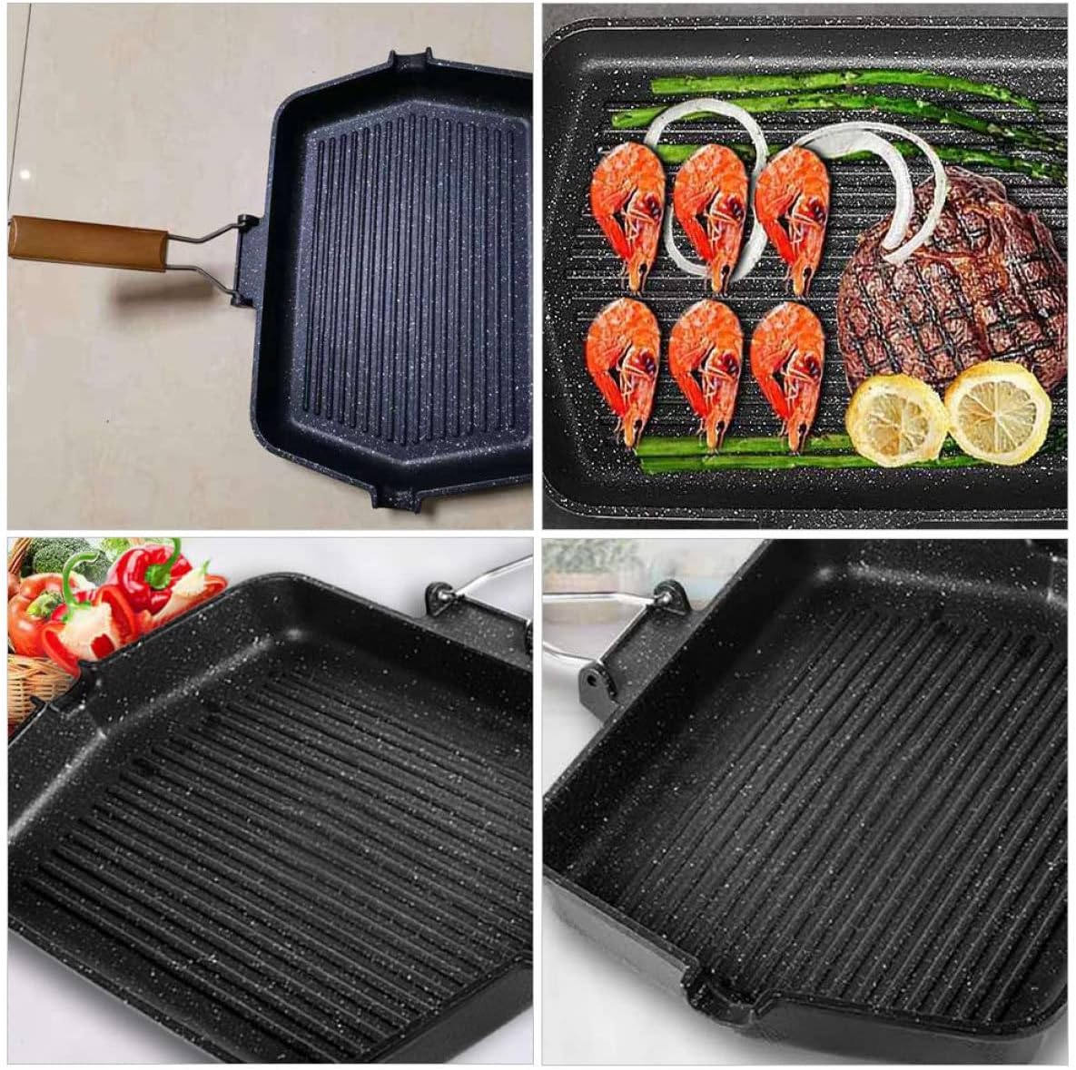 Induction Nonstick Frying Pan Barbecue Pot Grilling Pan Outdoor Grill Steak Bbq Baking Tray