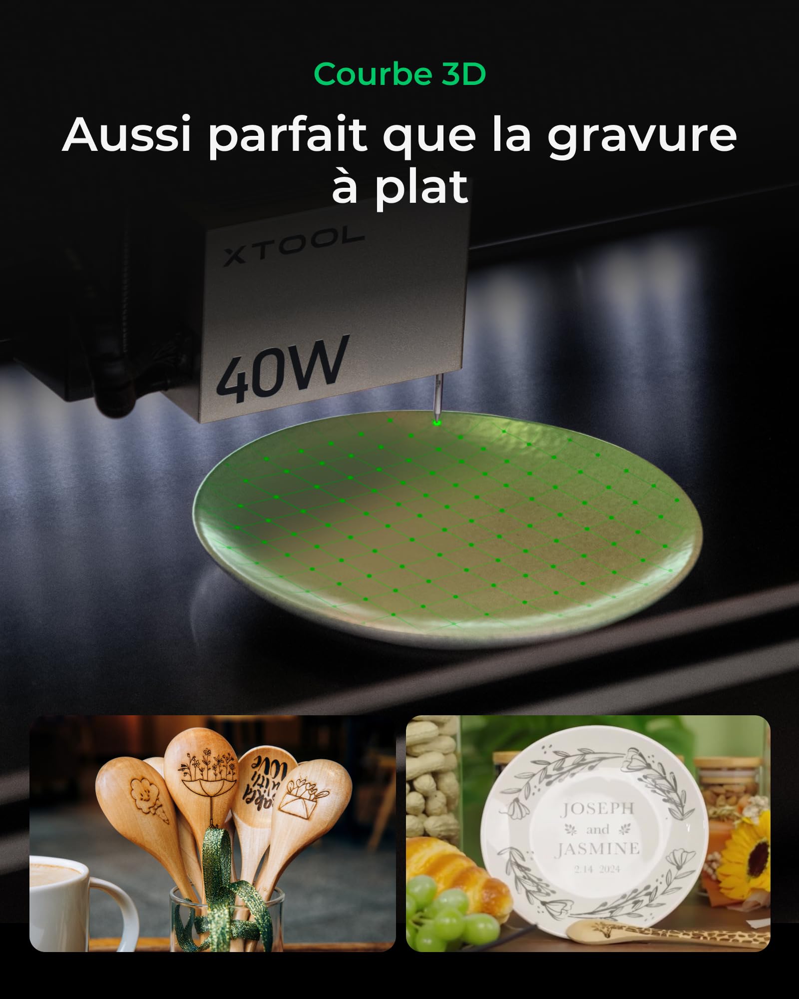 xTool S1 40W Graveur Laser Kit Base & RA2 Pro & Base Surélevée & Module Laser 1064, Gravure Laser Bois Métal et Verre Fermée, 600 mm/s, Approprié pour Métal, Cuir, Acrylique et Verre