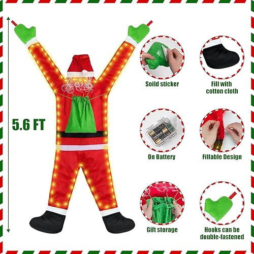 Miniatura 2 de Evoio 50 pulgadas al aire libre escalada colgante Papá Noel para decoración de Navidaddecoración colgante al aire libre del ornamento (luz de Santa)