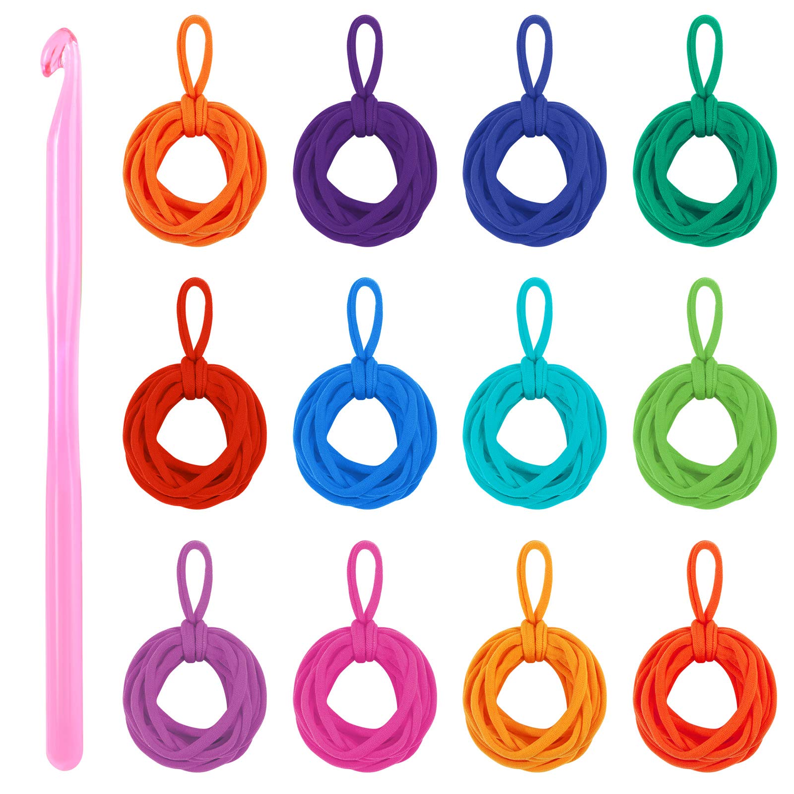 BENBO 192 Pieces Multicolor Weaving Craft Loops, 7 Inches Potholder Cotton Loops with 1 Piece Crochet Hook for DIY Crafts Supplies-image-11