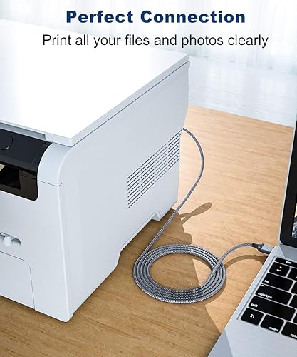 Miniatura 4 de AkoaDa Cable de impresora USB 2.0 de 20 pies, USB tipo A macho a B macho, cable de escáner de alta velocidad compatible con HP, Canon, Dell, Epson,