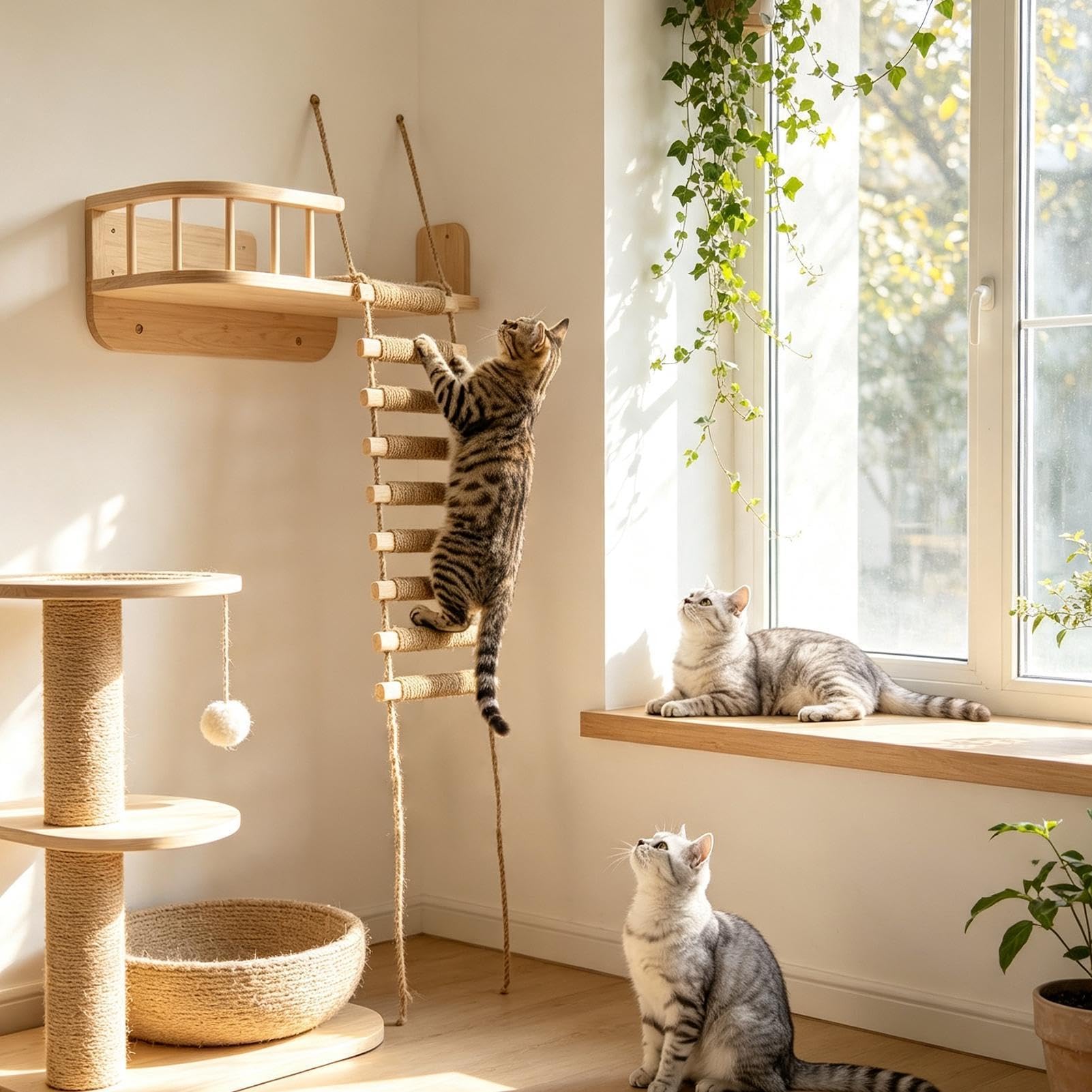 Katzenkletterleiter Bissfest Sisal Kätzchen Spielzeug Kratzrahmen