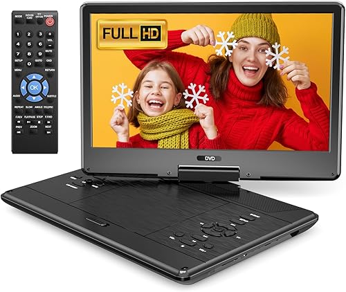 Arafuna Reproductor de DVD portátil de 15.9 pulgadas para automóvil, pantalla giratoria HD de 14.5 pulgadas con batería recargable de 5 horas,