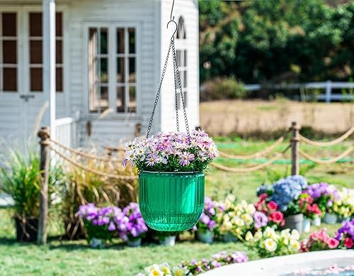Miniatura 4 de Melphoe 1 paquete de macetas colgantes de riego automático para interiores, cesta colgante de 8.3 pulgadas para exteriores, con colgador adicional
