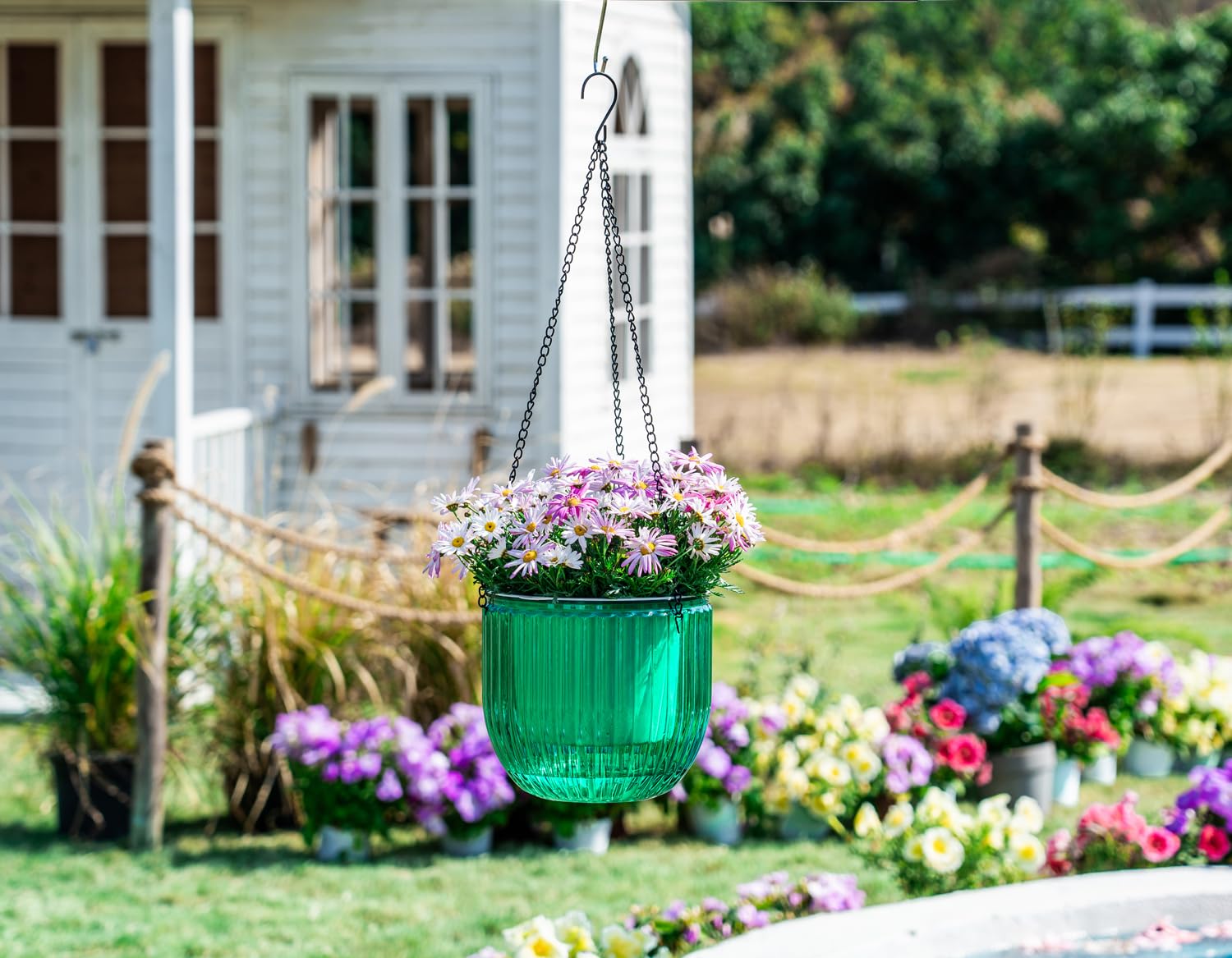 Melphoe 1 Pack Self Watering Hanging Planters Indoor Hanging Flower Pots, 8.3 Inch Outdoor Hanging Plant Pot Basket - Image 2