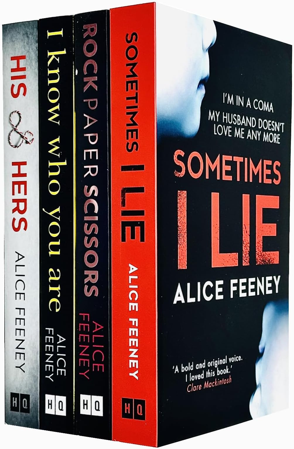 Alice Feeney Collection 4 Books Set (Rock Paper Scissors, Sometimes I Lie, His And Hers, I Know Who You Are)
