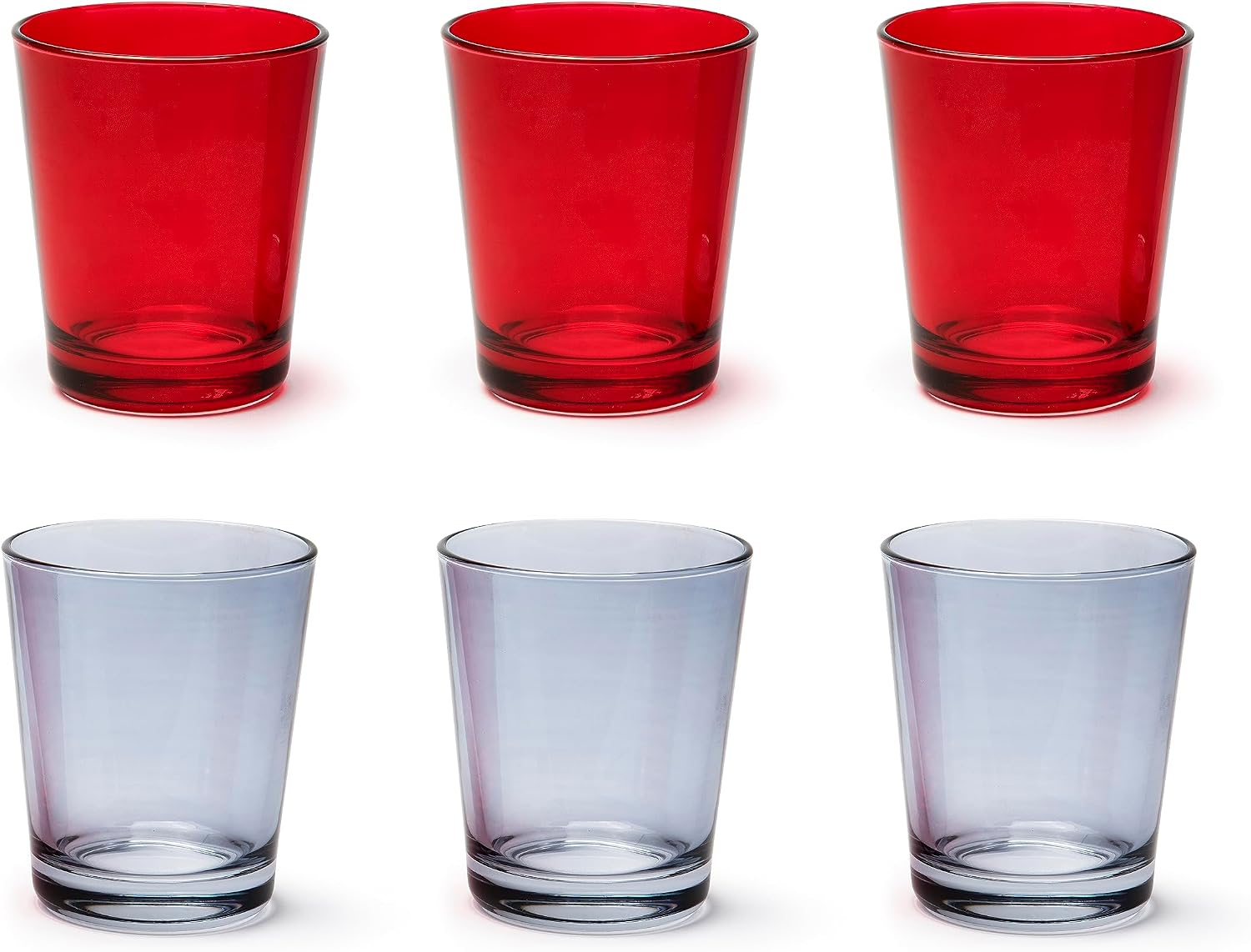 Excelsa Portofino Set of 6 Glasses, Red/Grey, 30 cl., Blown Glass