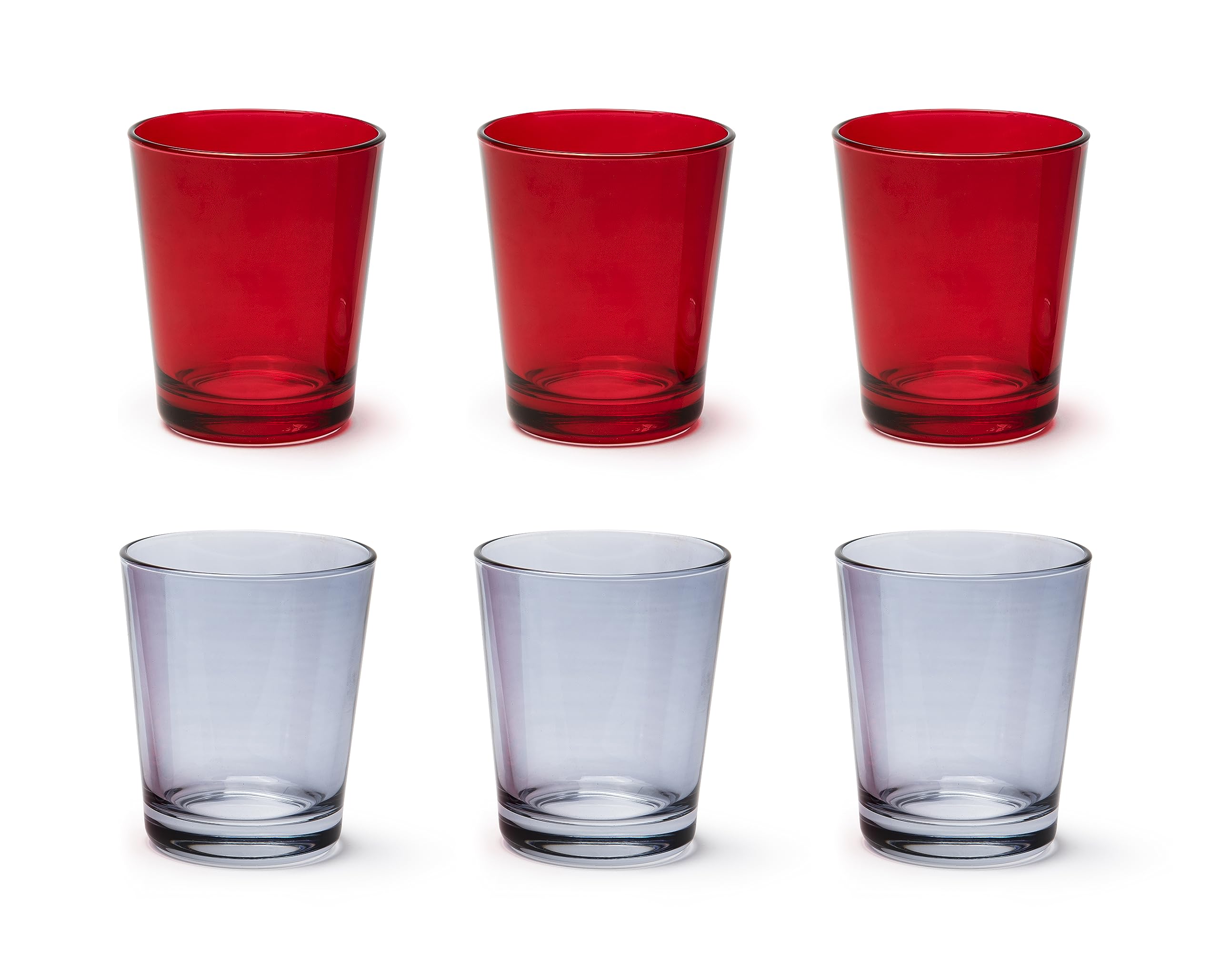 ExcelsaPortofino Set of 6 Glasses, Red/Grey, 30 cl., Blown Glass