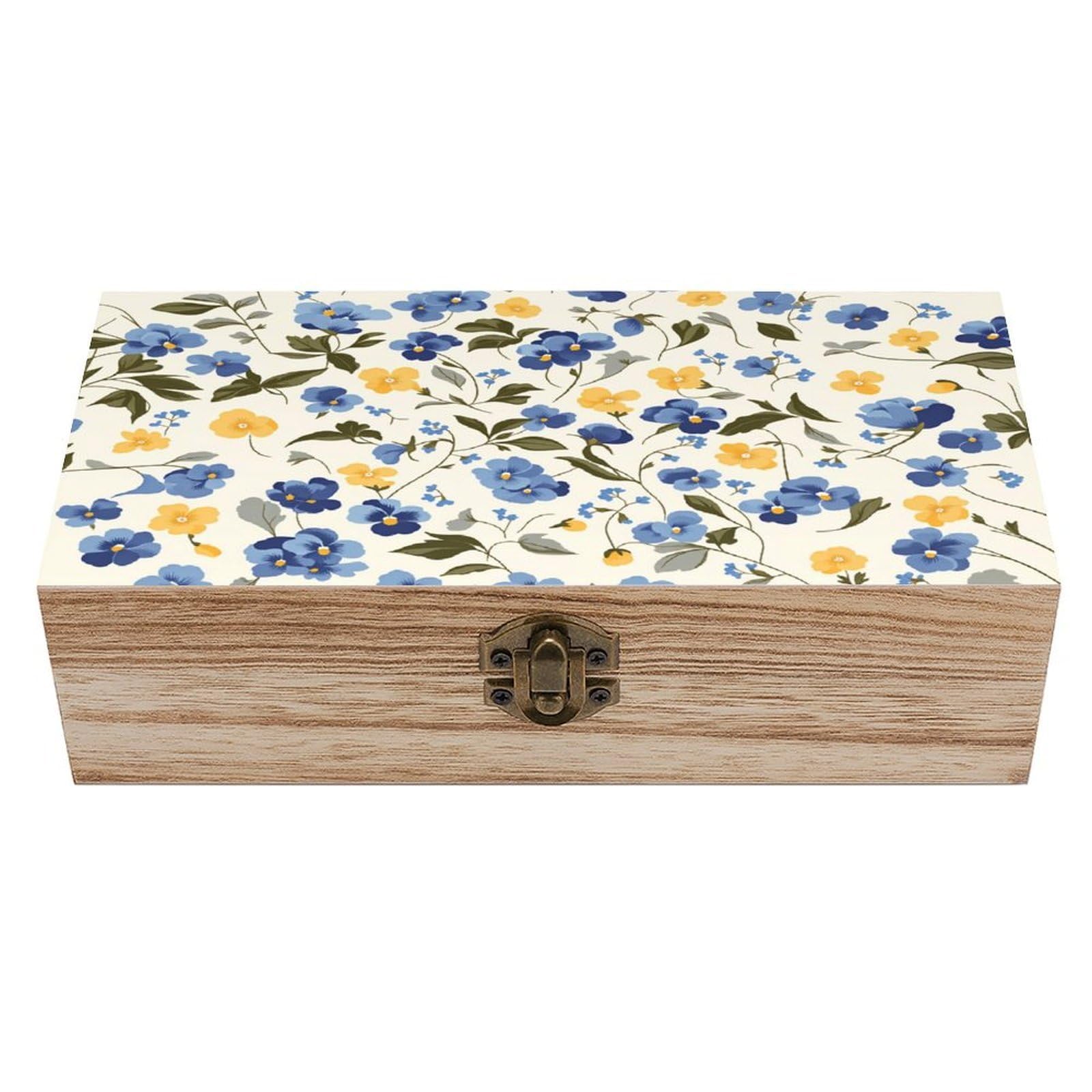 asbwuo Compact Floral Vintage Wooden Keepsake Box