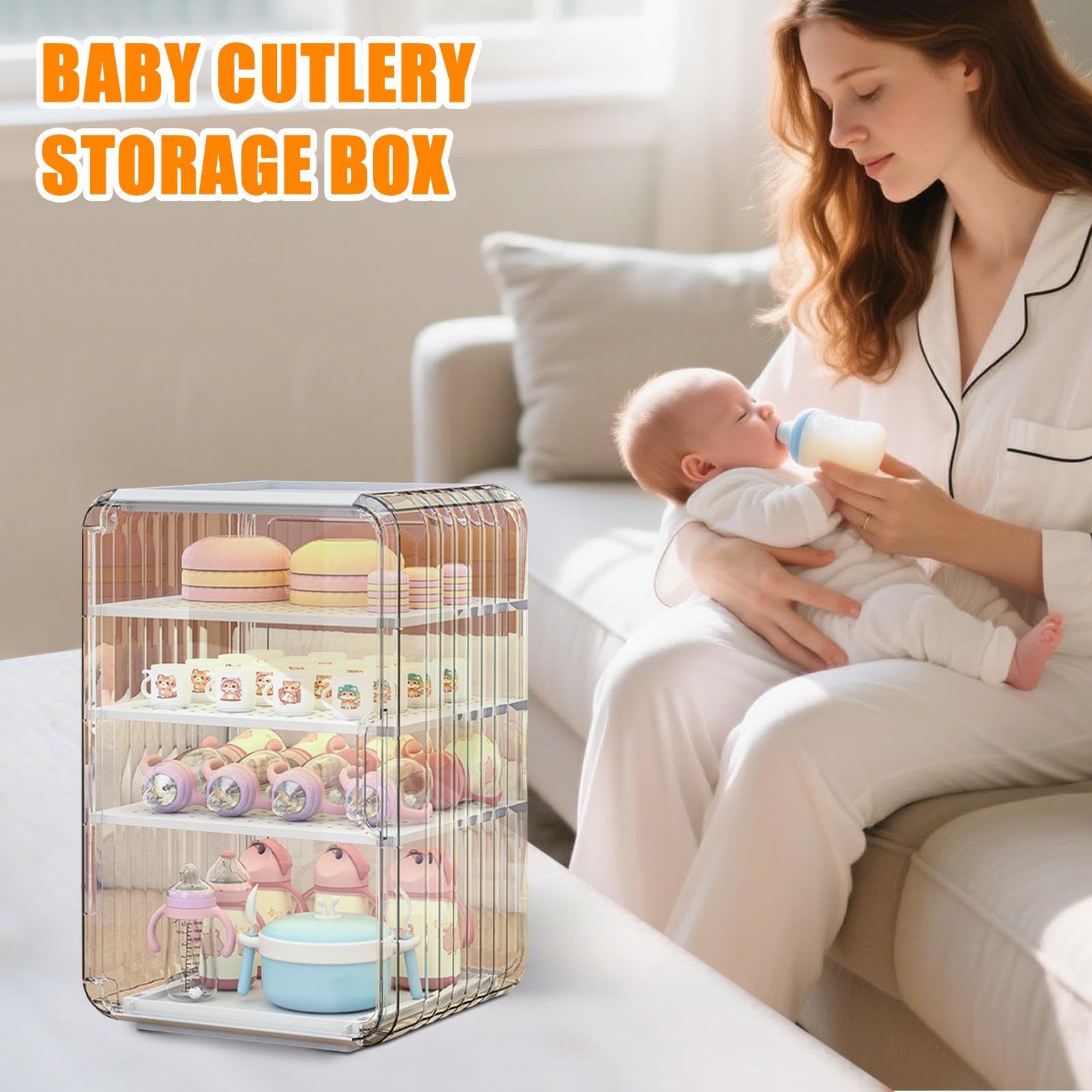 Aufbewahrungs-Organizer für Babyflaschen, Theke, Besteck, Trockner, transparent, staubdicht, Flaschenhalter für Küche, Badezimmer, Tisch, Schlafzimmer, Kühlschrank, Schlafsaal, Speisekammer | Organizer Für Küchenschränke Für Kleiderschrank Küchenarbeitspl