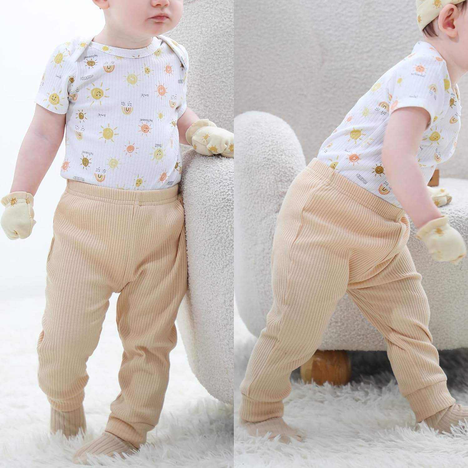Baby Bodysuit and Pant Set 6-pcs Ribbed Soft Infant Boy Girl Clothes Outfits - Image 7