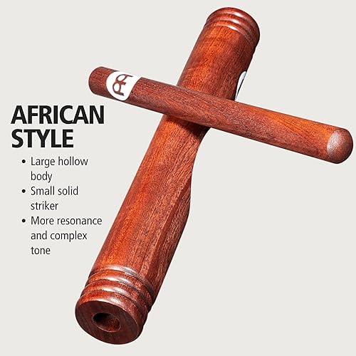 Miniatura 3 de Meinl Percussion Palillos de instrumentos musicales africanos seleccionados con acabado rojo, cuerpo hueco, no fabricado en China, para salas de
