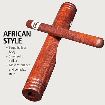 Meinl Percussion Wood Claves African - 1 Pair of Cylindrical Claves - Hollow Body - Musical Instrument - Walnut, Natural (CL3RW)