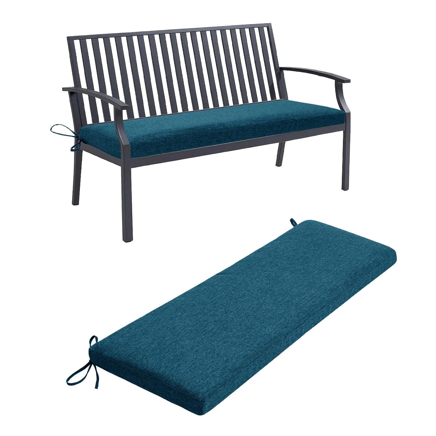 Coussin de banc bleu canard 160x45cm pour banquette et salon de jardin