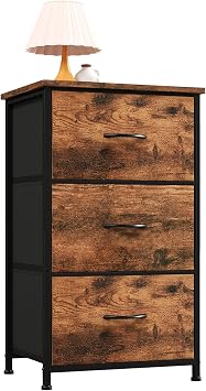 Somdot Chest, Chest, Chest, Storage Shelf, Drawer, W16.5 x D11.8 x H28.1 inches 42 x 30 x 71.5 cm, Stylish, Fabric, Dressing Room, Clothes Storage, Living Room, Side, Bedroom, Fall Prevention, Living Alone, 3 Tiers, Vintage
