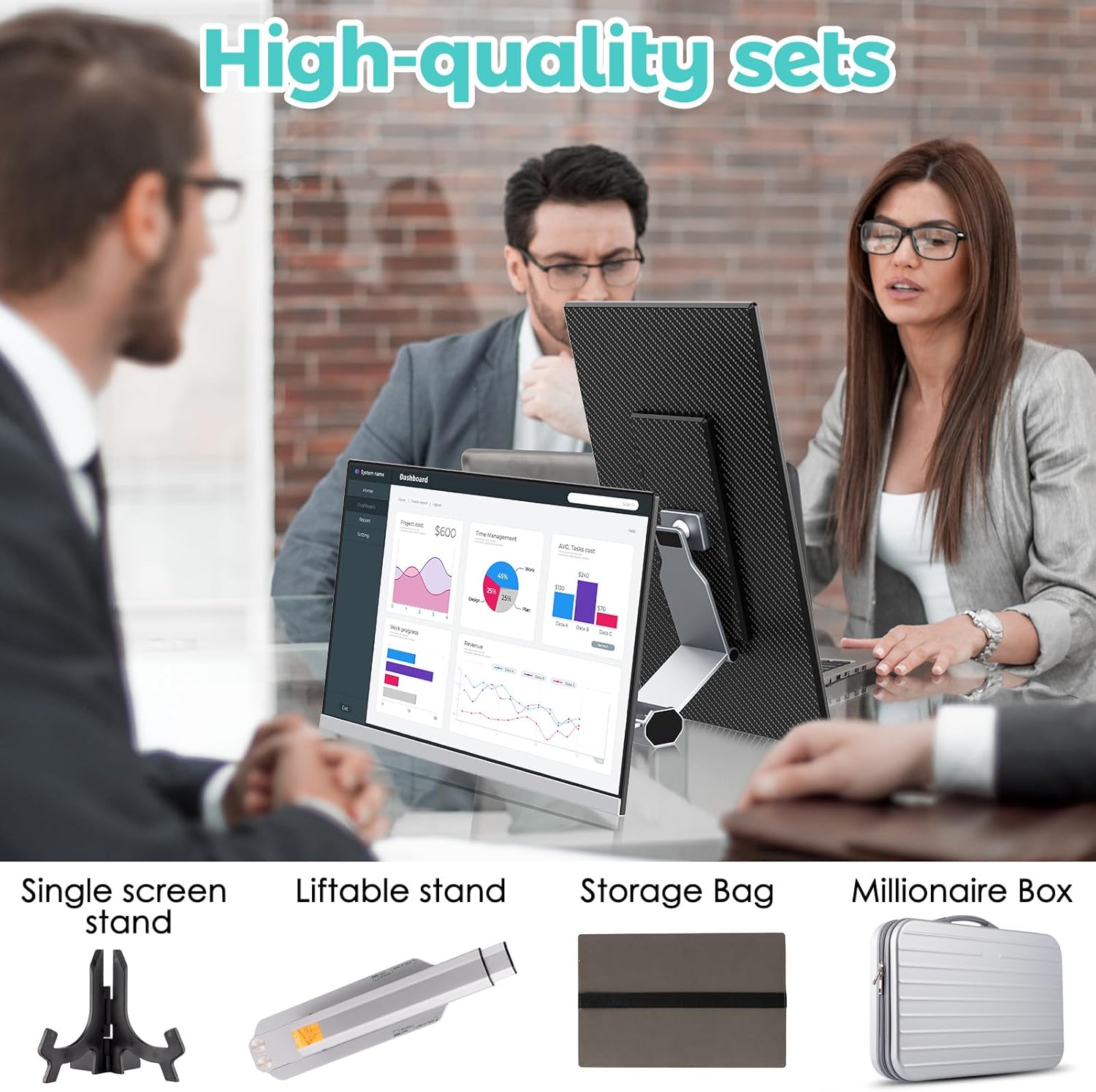 Laptop Screen Extender,1080P FHD Portable Monitor with 360°Rotation Detachable Screen Triple Monitor Extender Plug & Play Fits Laptops (Mac/Win/Android) (15.6‘’ Triple Screen)