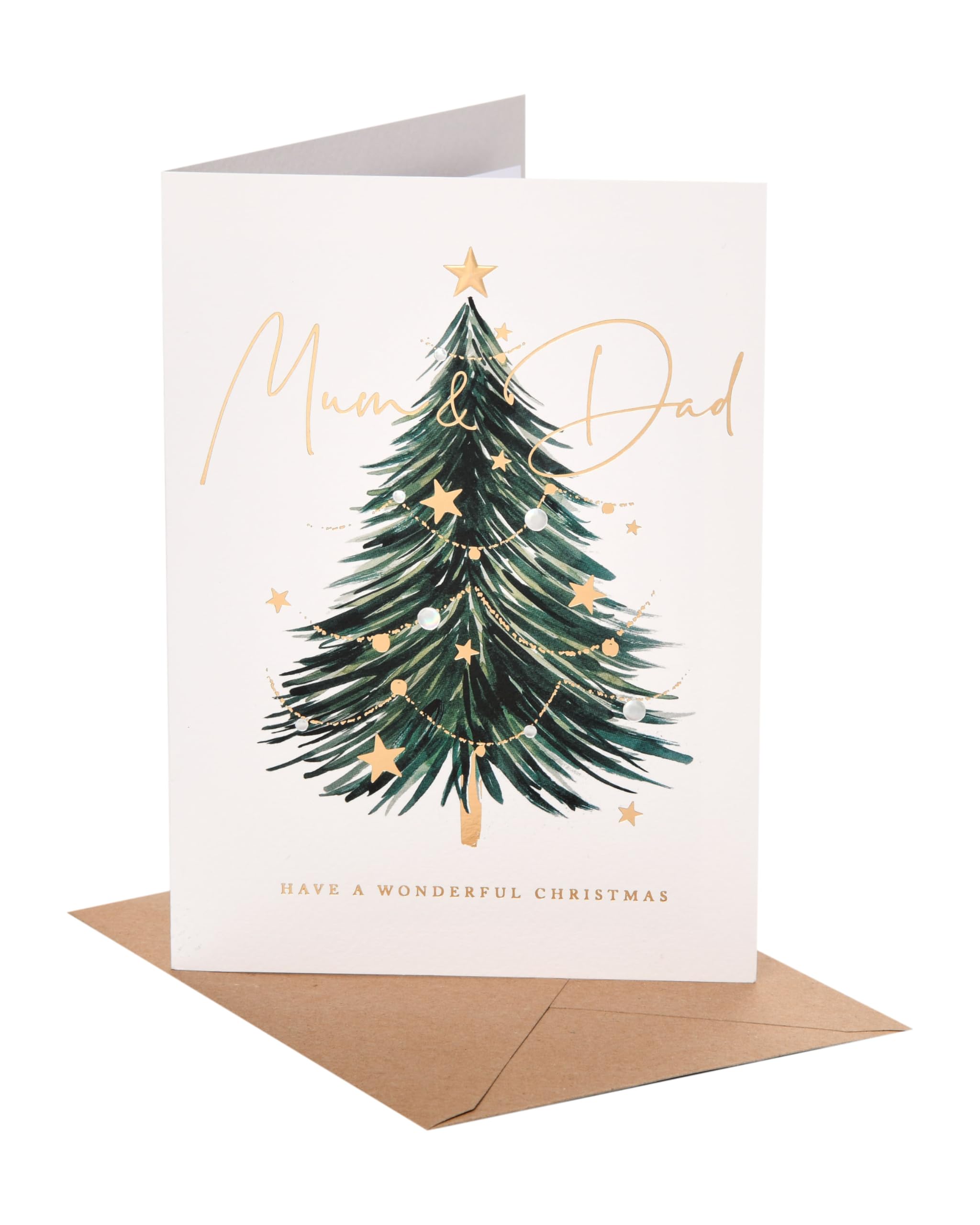 UK Greetings | Christmas Card for Mum & Dad | Xmas Presents | Her/Him | xmas tree | With Envelope | 19.5 x 14 cm