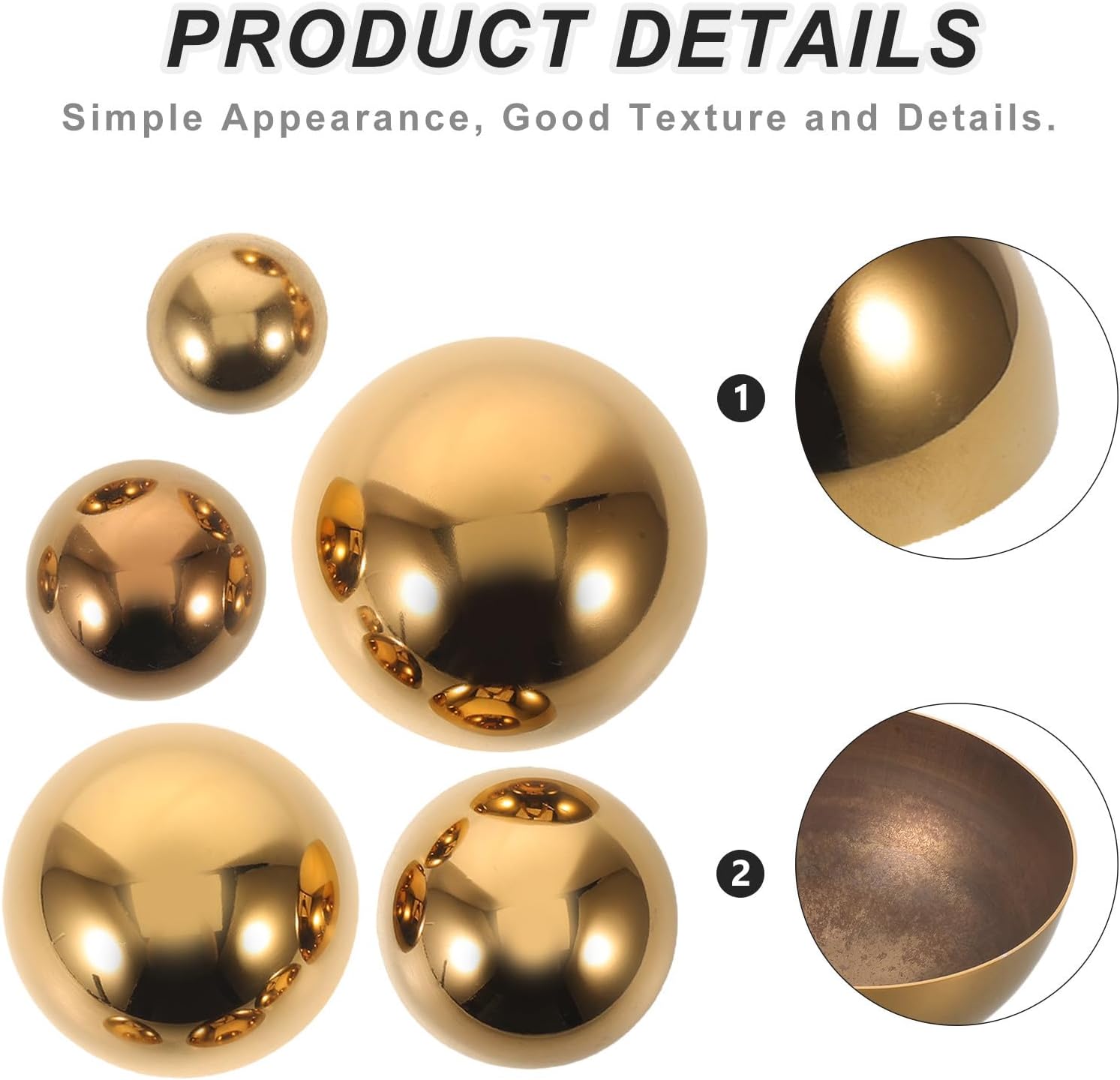 Reflective Half Sphere Ball with Effortless Installation 5pcs Polished Stainless Steel Hollow Hemisphere Ball and Sunlight Refracting Features, Garden Globe for Outdoor Yard Decor