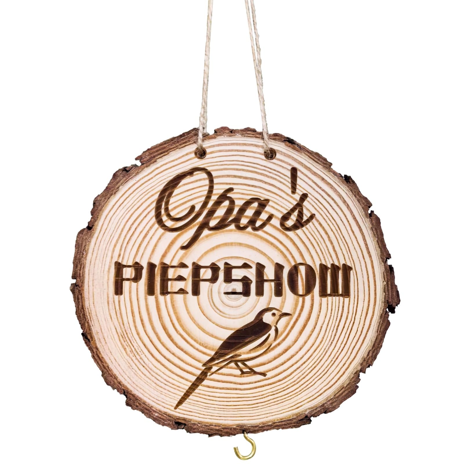 Holz Vogel-Futter-Schild beidseitig graviert, handgeschnitzte Gartenplakette, besondere Outdoor-Deko für Hof und Garten, witziges Geschenk für Opa, liebevolle Geschenkidee für Großvater