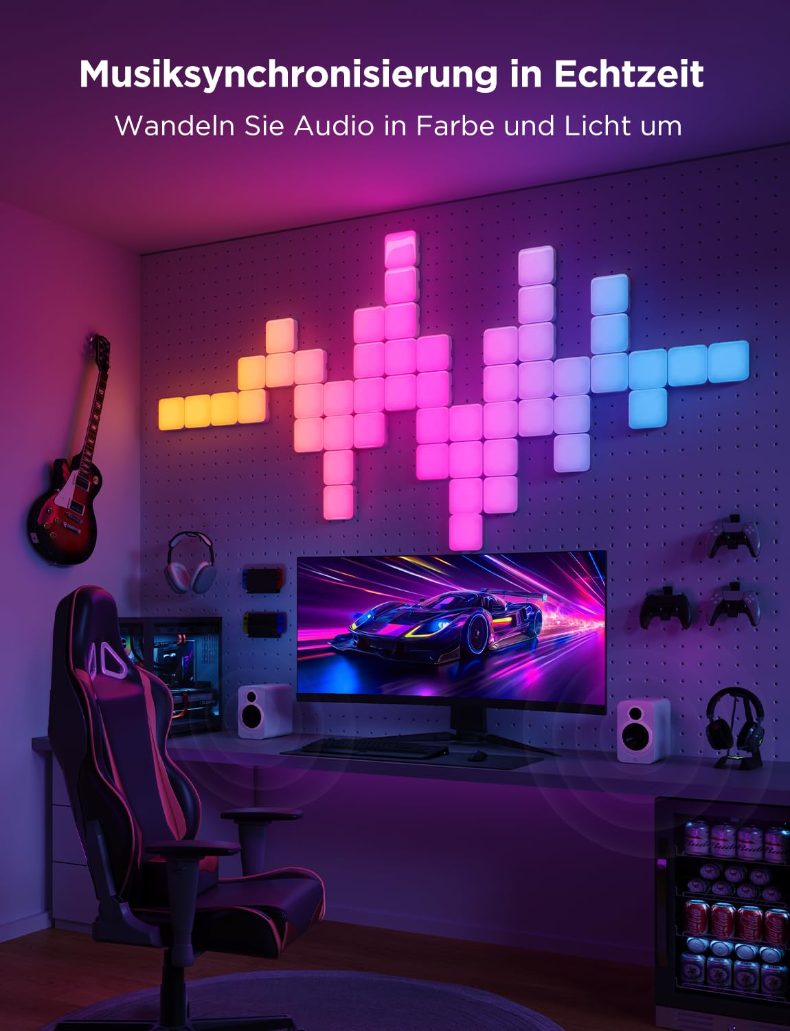 Govee Mini Panel Lights, RGBIC Wandpaneele, Musikmodi, DIY-Modus 20er-Pack | funktioniert mit Matter, Alexa, Google Assistant, 50 Szenenmodi LED-Wandpaneele für Spielzimmer, Schlafzimmer, Wohnzimmer