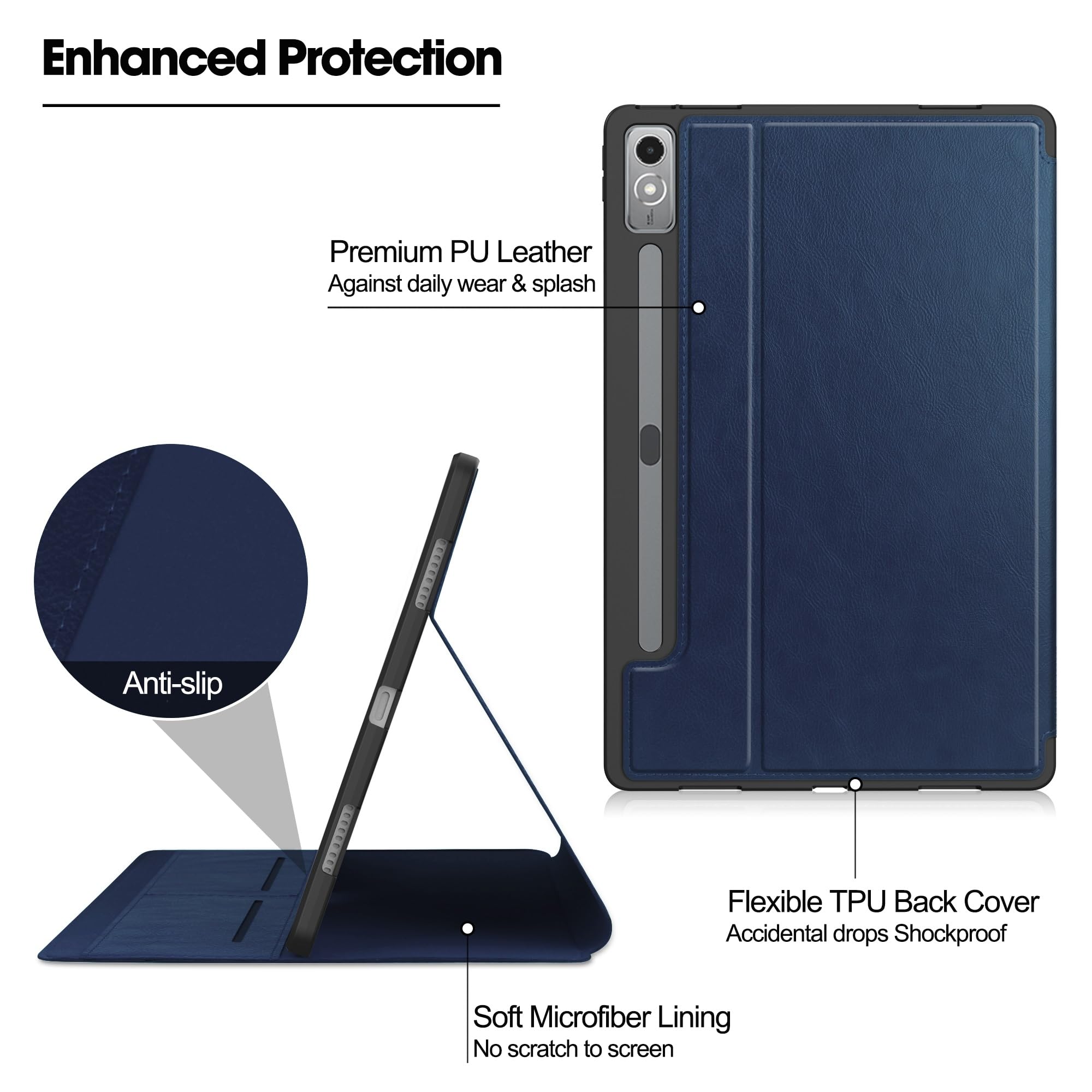 Premium Leather Flip Cover Tablet Case For Lenovo Tab P12