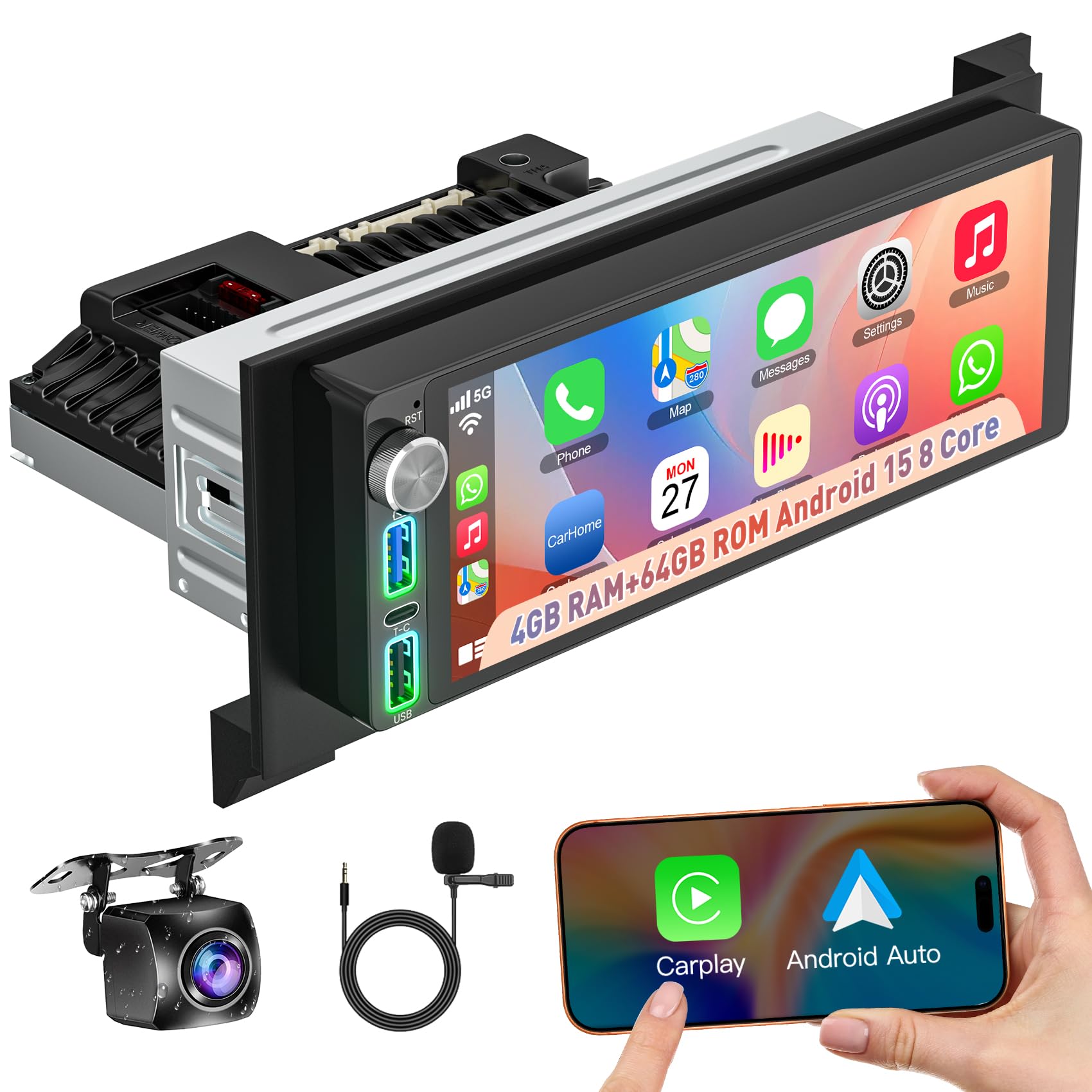 (8Core + Android 15) 6.8 Inch QLED Touch Screen Car Radio for Dodge Ram 1500 2500 (1994-2001),for Dodge Grand Caravan (1992-2000), Support Carplay& Android Auto& Mirror Link &Bluetooth&GPS&FM Radio-image-31