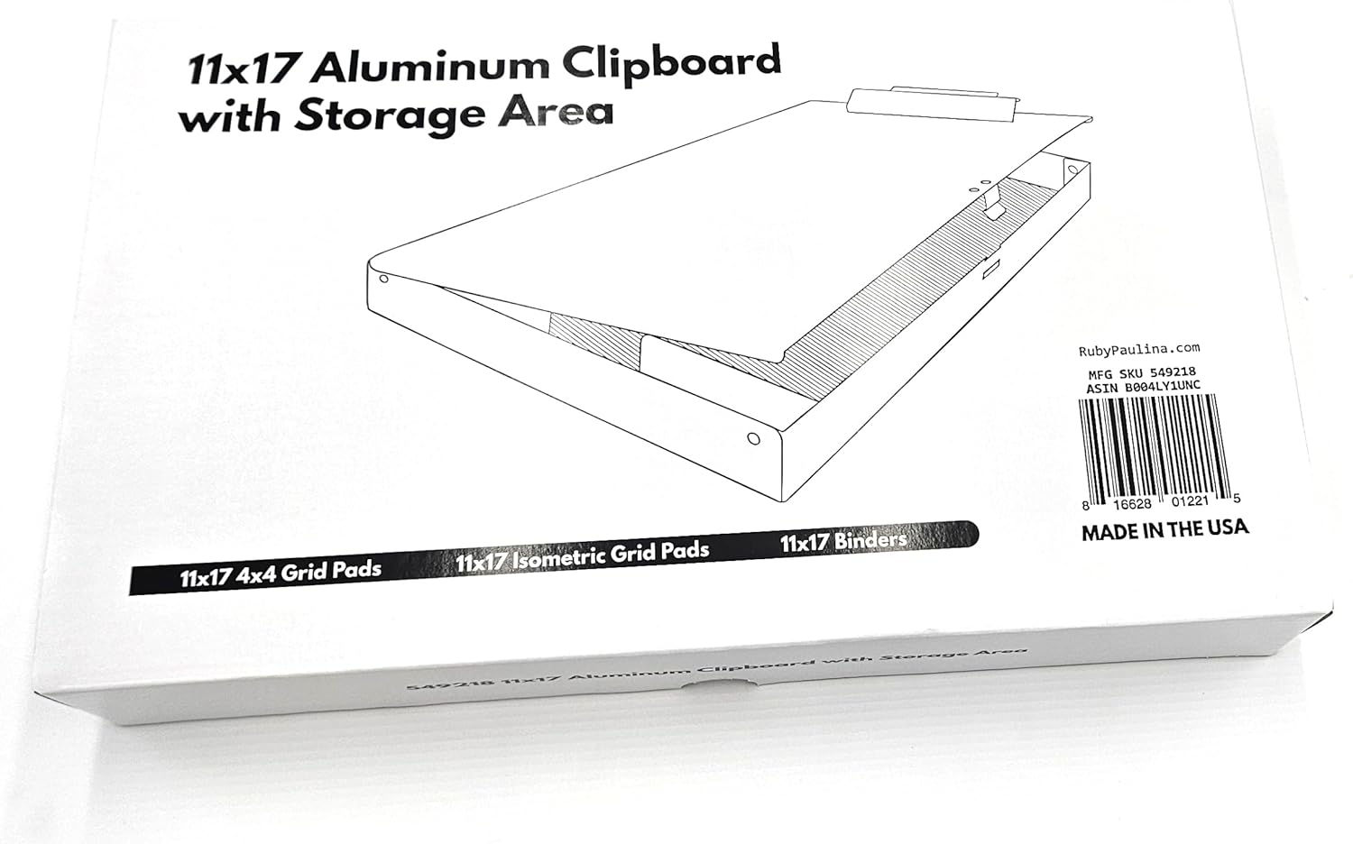 11x17 Clipboard Aluminum Storage Box Featuring a High Capacity Clip