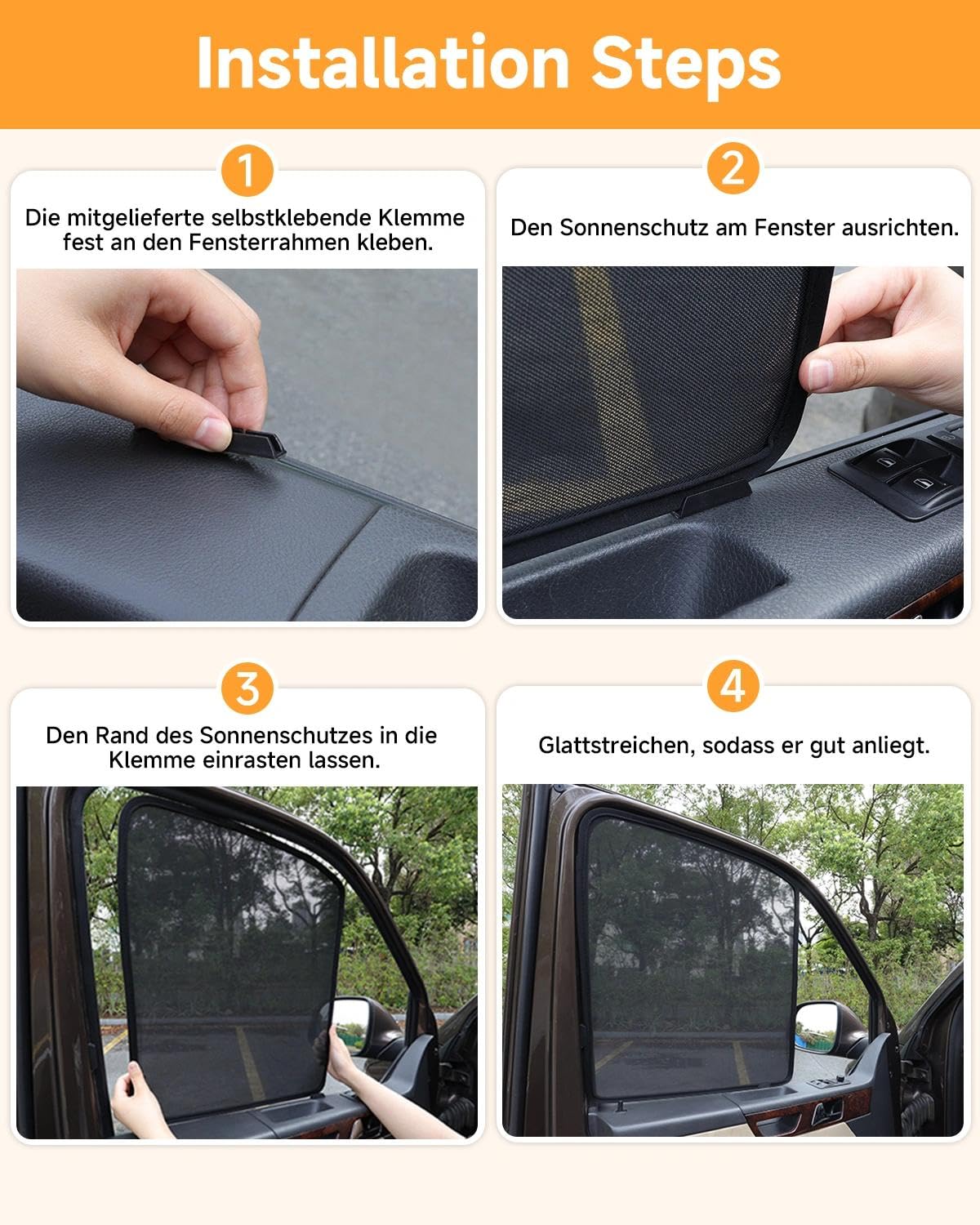 Moskitonetz für VW T5 T6 Seitenfenster | Mit Reißverschluss & Magneten für Sonnenschutz & Staubschutz | Ideal für Camping, Auto-Übernachtung & Belüftung auf Reisen