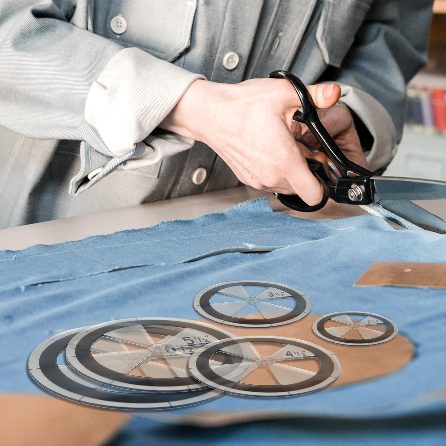 5 Stks Cirkel Liniaal Quilten Sjabloon Set, Cirkel Sjablonen voor Quilten Opstellen Acryl Ronde Quilt Cirkelsnijder Liniaal voor Doe-Het-Zelf Naaien Stoffen Ambachten Ontwerp