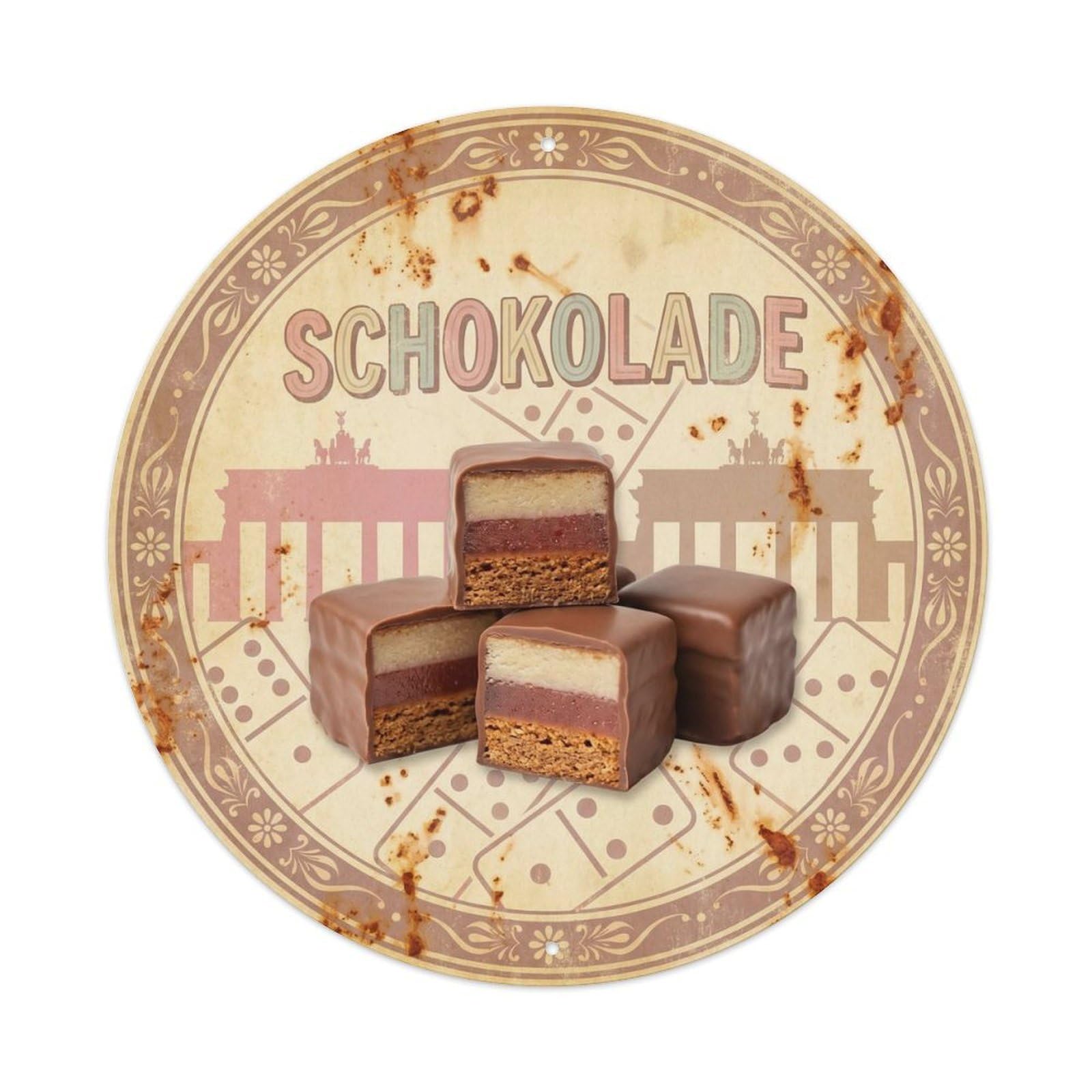 Olyhtr 8X8inch Classic Style Cocoa Dessert German Travel Candy Shop Heritage Cafe Metal Tin Sign