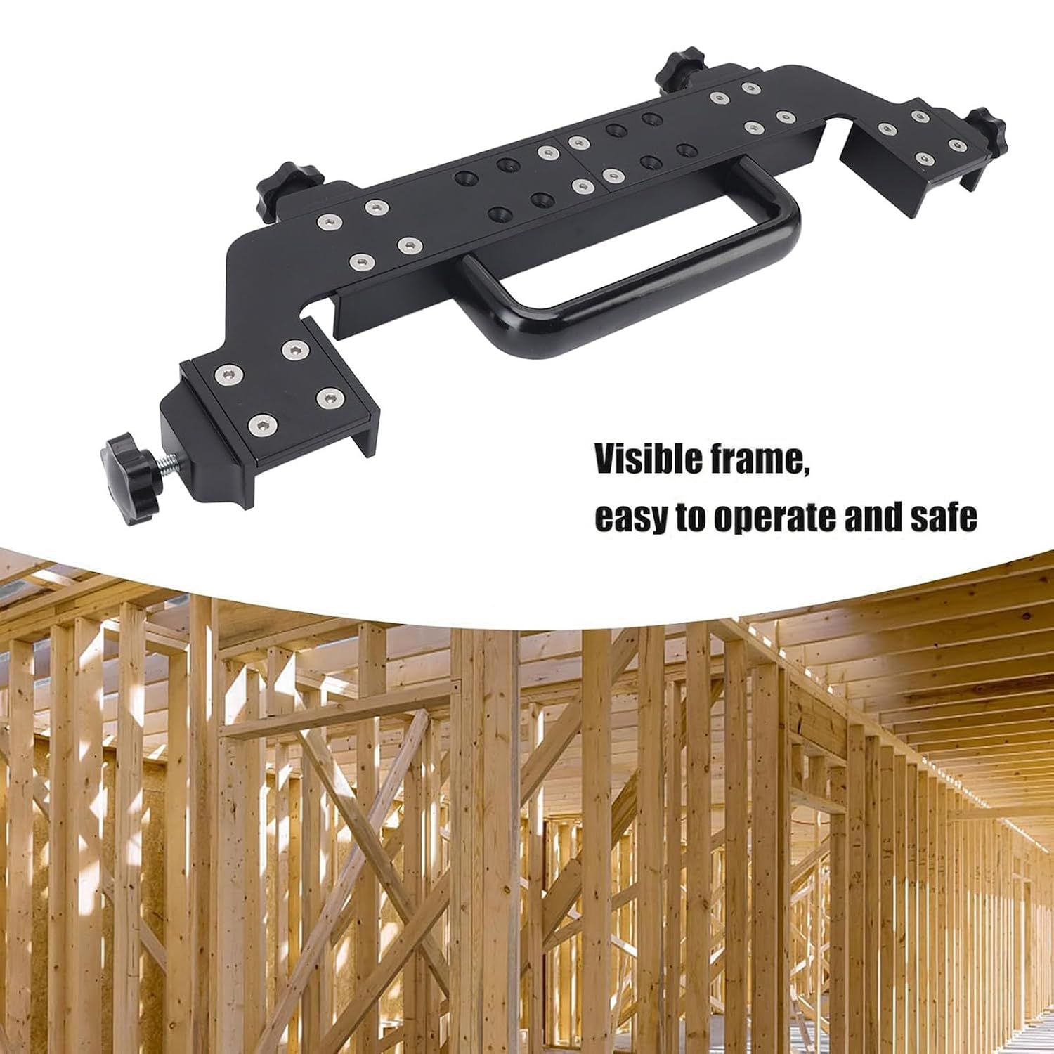 VINGVO 90 Degree Right Angle Framing Spacing Tool Stud Framing Jig Square Tool Adjustable Aluminum Alloy Layout with Comfortable Grip for Woodworking Board Splicing