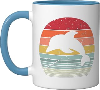 Dolphin Sunset Ceramic Mug, Blue/White