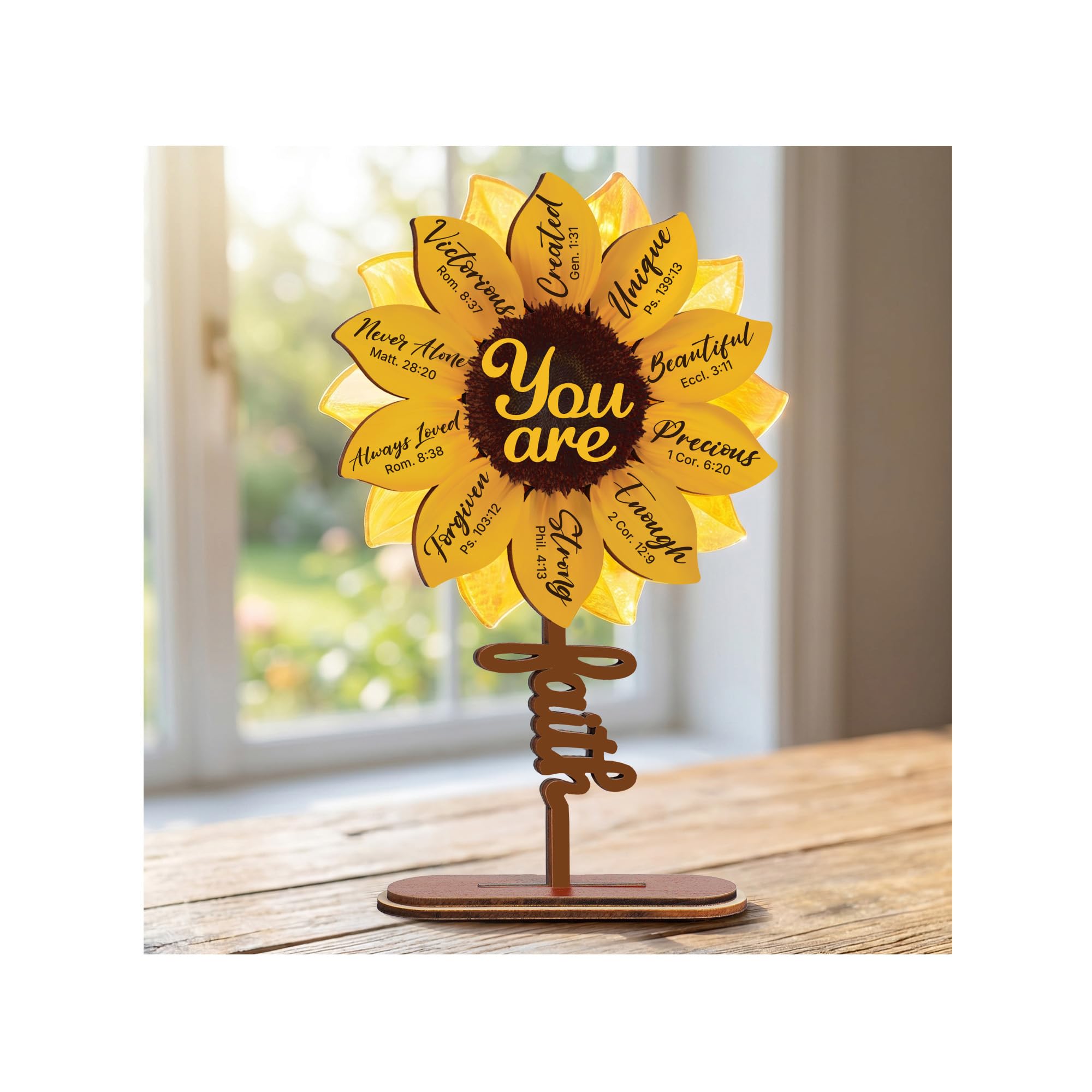 Christian Sunflower Gifts For Women, God Says You Are Sun Flower Mothers Day Gifts For Mom, Faith Based Teacher Appreciation, Spiritual Birthday Present For Coworker, Nurse, Unique Desk Decor Plaques