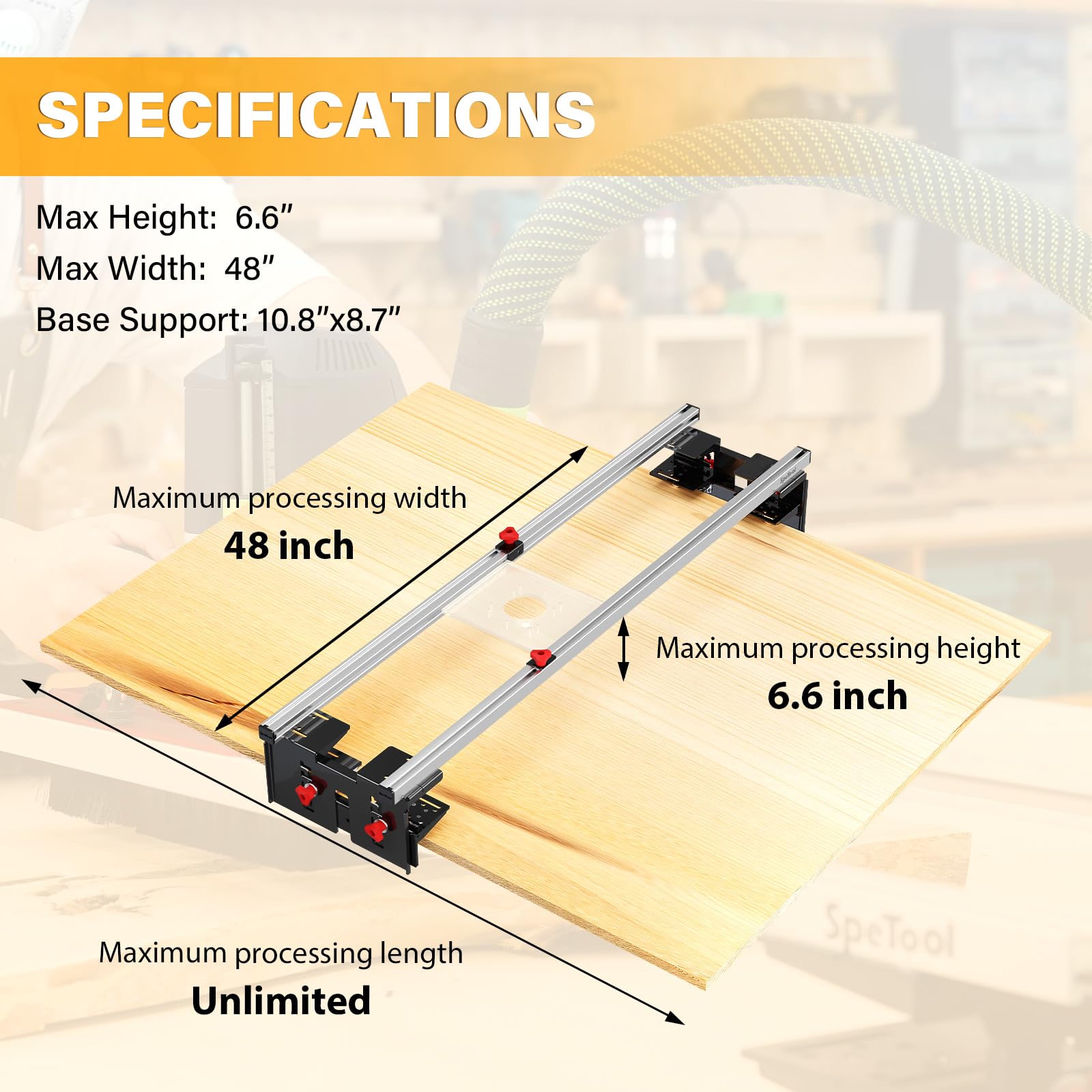 SpeTool Planfräsvorrichtung Planfräsen Vorrichtung Oberfräse Router Sled 3 Achsen Verstellbar Führungsschiene Oberfräse Planfräser für Holz von Holzplattenabflachung