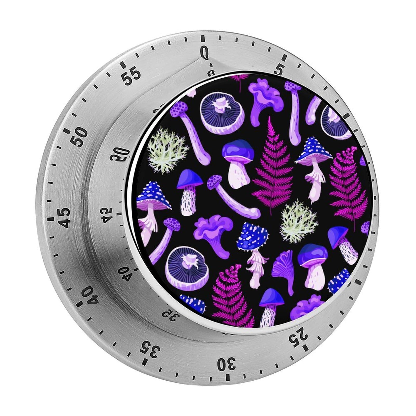 Trippy Purple Blue Mushrooms Circular Rotating Timer, Suitable for Kitchen and Bedroom