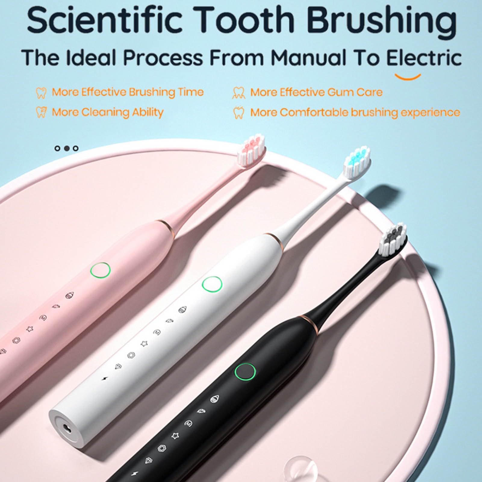 AOKID Spazzolino da denti elettrico, 6 modalità, 45000 vpm, con timer intelligente, portatile, veloce, ricaricabile, IPX7, impermeabile, per donne e uomini, da viaggio, rosa