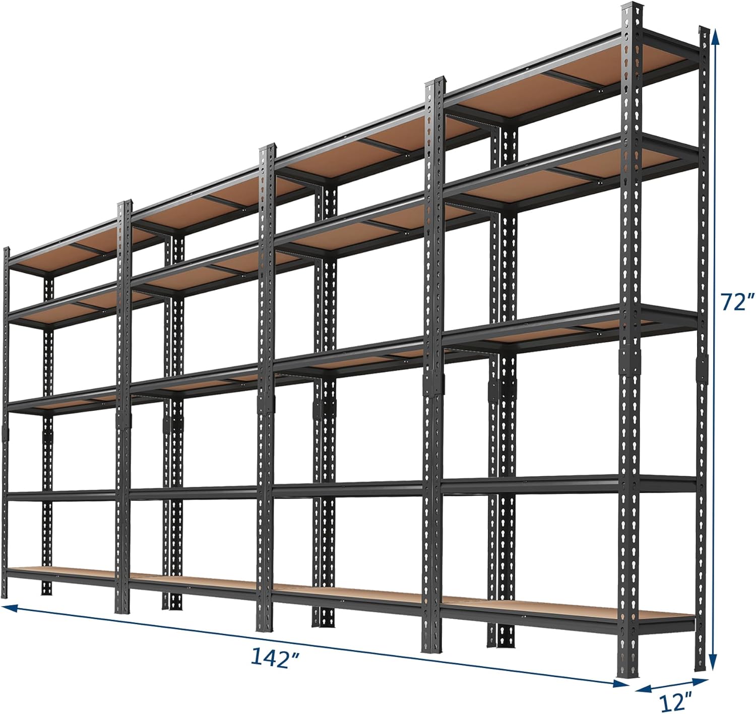 Storage Shelves 5 Tier Garage Shelving Heavy Duty Adjustable Metal Shelving Unit, Garage Shelves for Basement, Warehouse, Pantry, Closet, Kitchen 72" H x 35.5" W x 12" D, Black,4 Pack