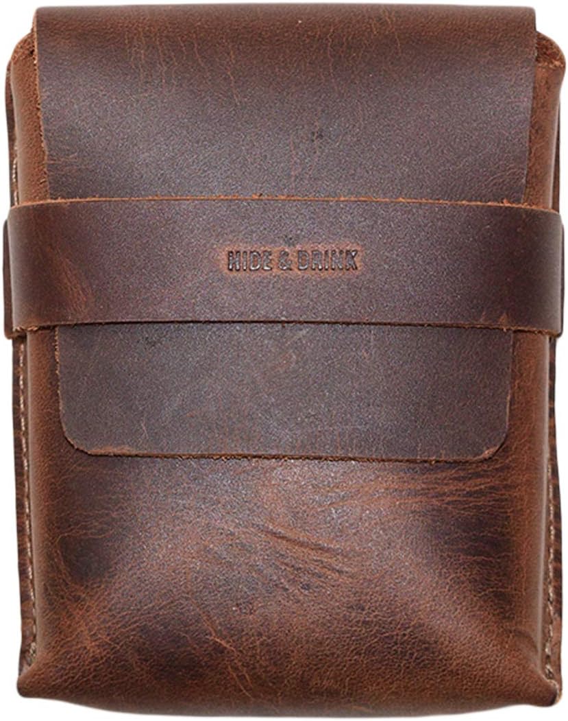 Hide & Drink, Leather Card Organizer Pouch, Holds Up to 12 Cards Plus Folded Bills/Coin Holder/Vintage/Stylish/Accessories, Handmade - Bourbon Brown