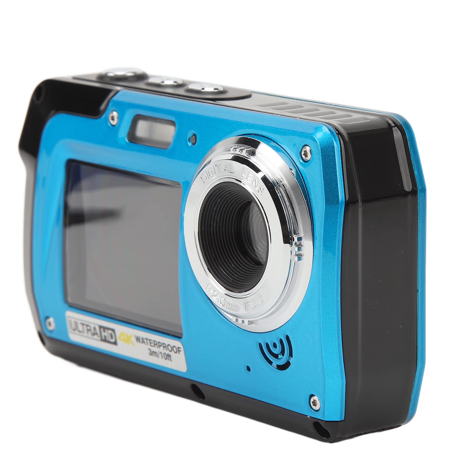 Cámara Digital a Prueba de Agua, Cámara Subacuática de 56MP 4K, Cámara de Video de Pantalla Dual IPS de 3 Pulgadas y 2 Pulgadas, Resistente Al Agua hasta 10 Pies