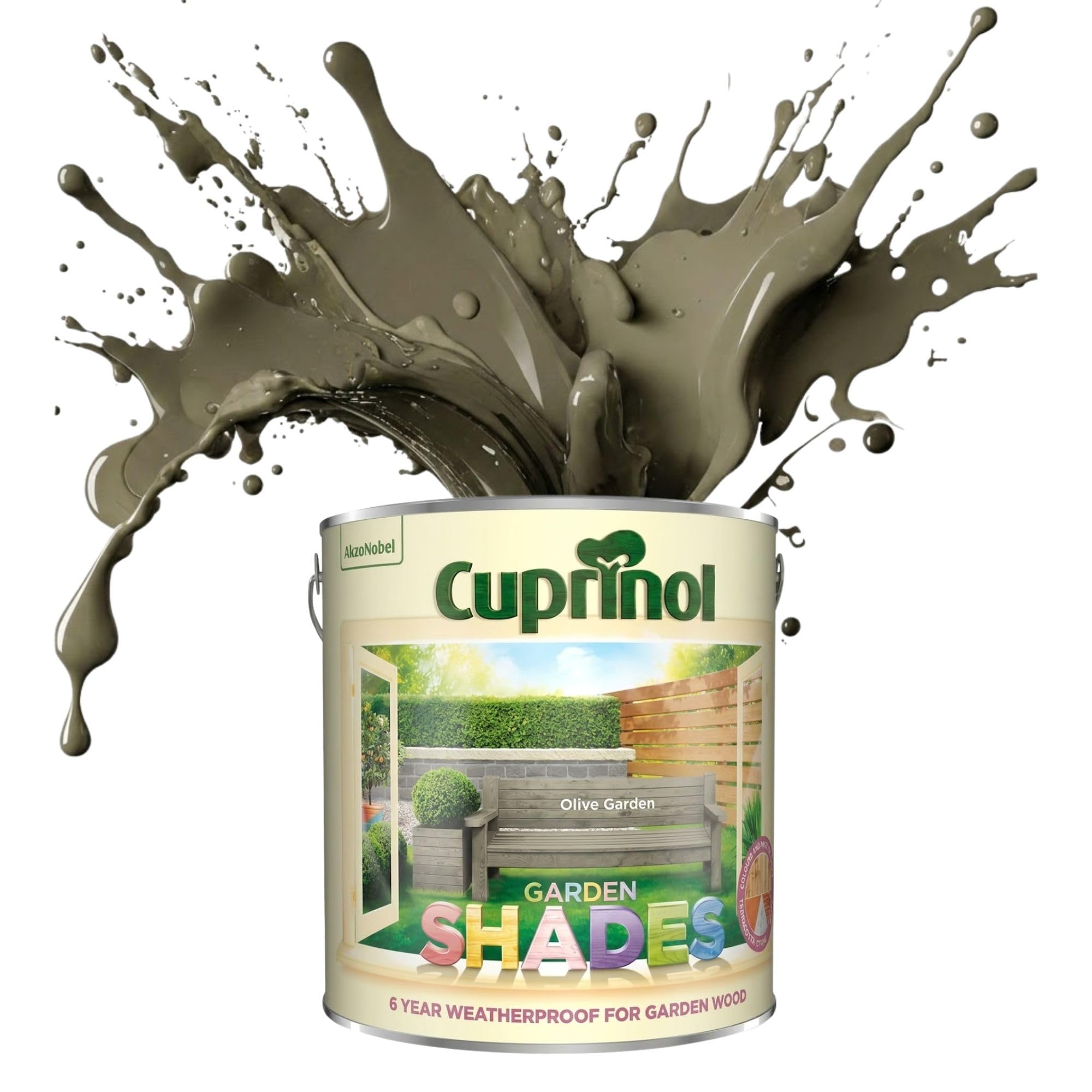 ARUUJ Garden Shades Olive Garden, 1 Liter Fence Paint, Outdoor Wood Paint for Sheds, Gardens Furniture, Trellis Fence & Exterior Wood, Water Based Matt Finish, Weather Resistant