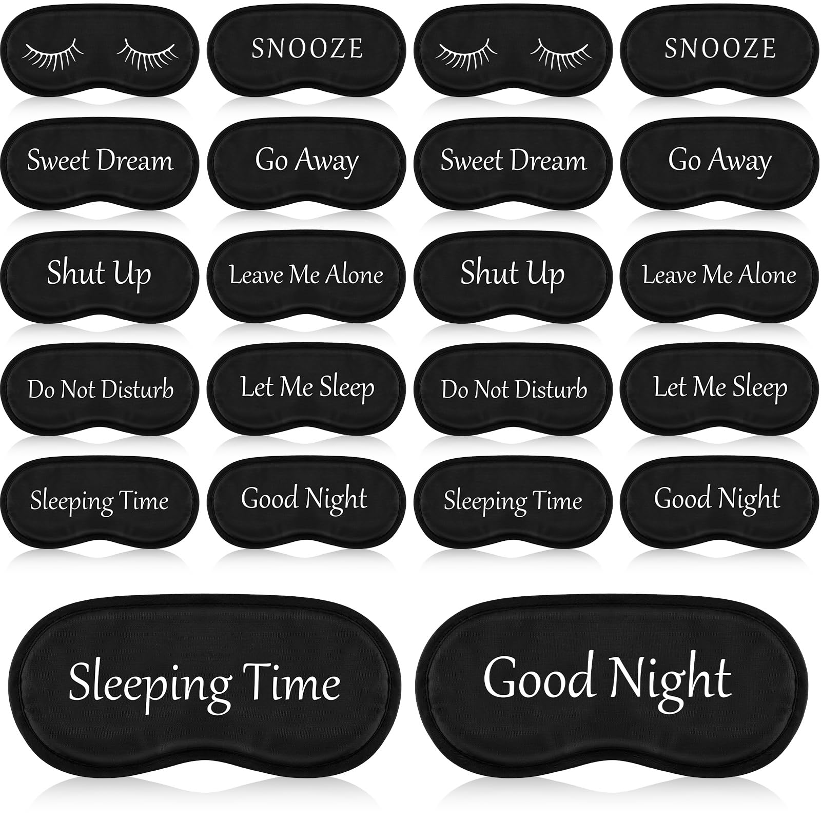 Eurzom 20 Pieces Funny Eye Sleeping Mask Bulk with Adjustable Strap Blackout Eye Sleep Mask for Night Blindfold Cover for Women Men(Black)