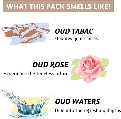 Miniatura 5 de Folkulture Varitas de incienso con soporte, juego de 3 Insenses (60 varillas) para la calma, tabaco Oud, rosa de oro, inscentajes o insentos no